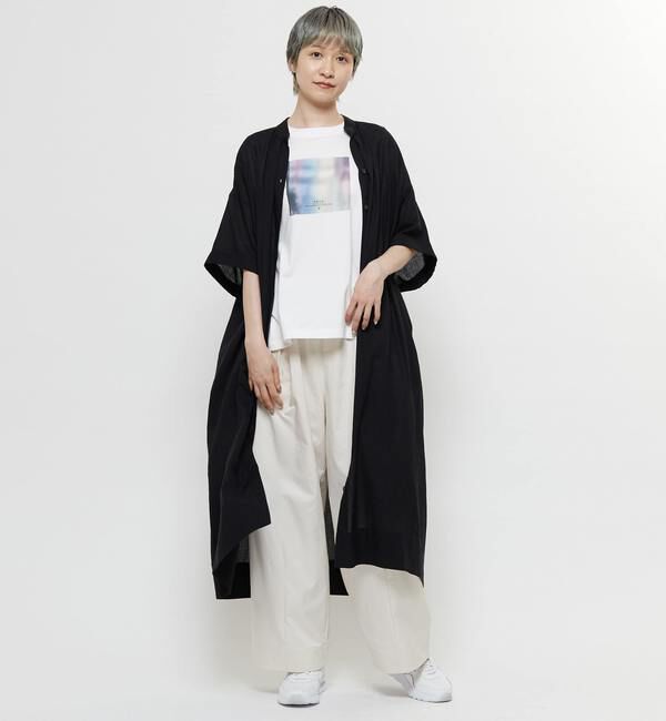 Soffitto「【nota della mano sinistra（ノータ デラ マノ シニストラ）】5分袖前開きシャツワンピ－ス」|ワンピース|ブラック