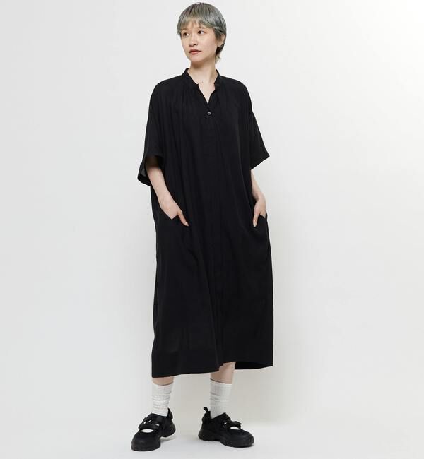 Soffitto「【nota della mano sinistra（ノータ デラ マノ シニストラ）】5分袖前開きシャツワンピ－ス」|ワンピース|