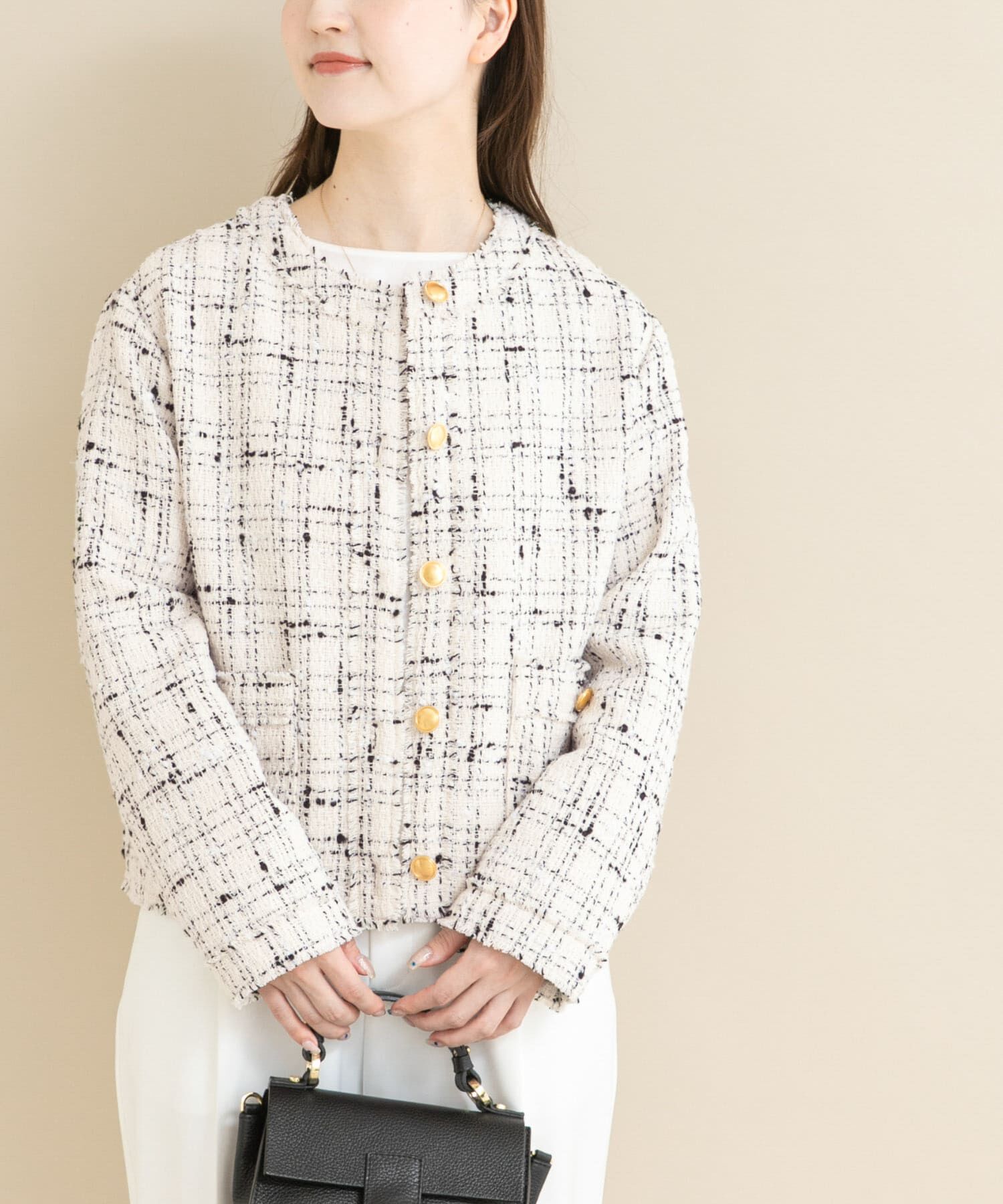 URBAN RESEARCH ROSSO「『WEB限定』ツイードノーカラージャケット」|ノーカラージャケット|