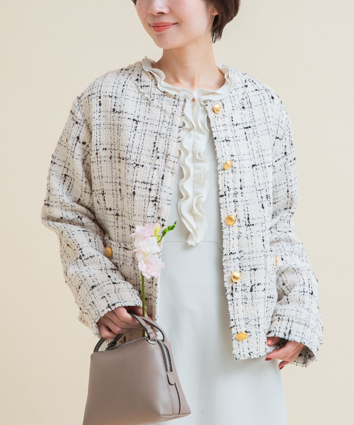 URBAN RESEARCH ROSSO「『WEB限定』ツイードノーカラージャケット」|ノーカラージャケット|