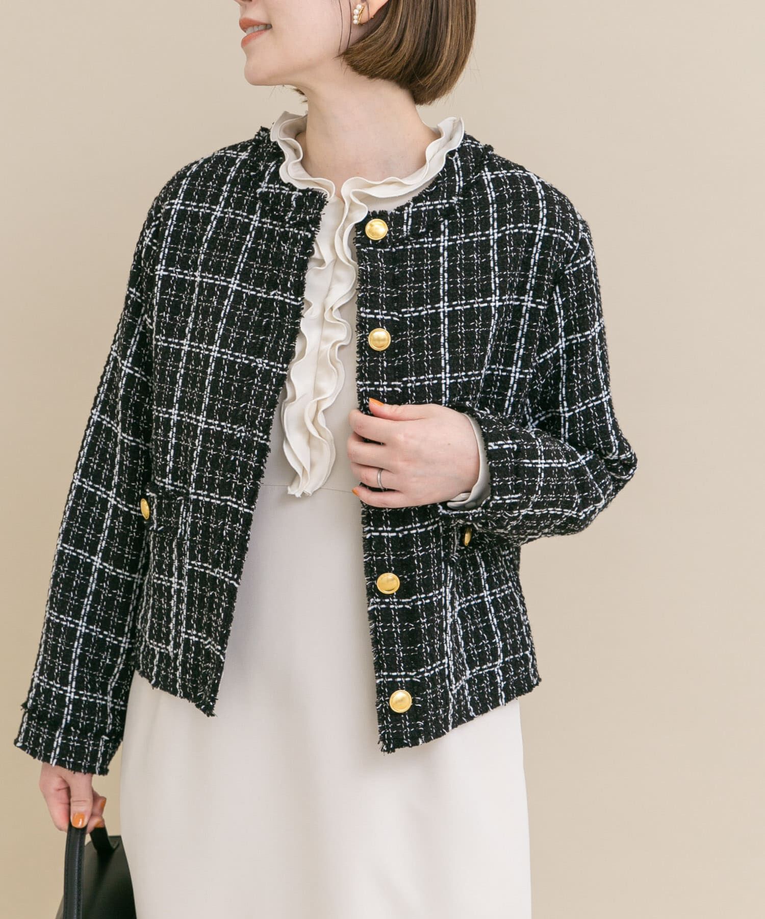 URBAN RESEARCH ROSSO「『WEB限定』ツイードノーカラージャケット」|ノーカラージャケット|