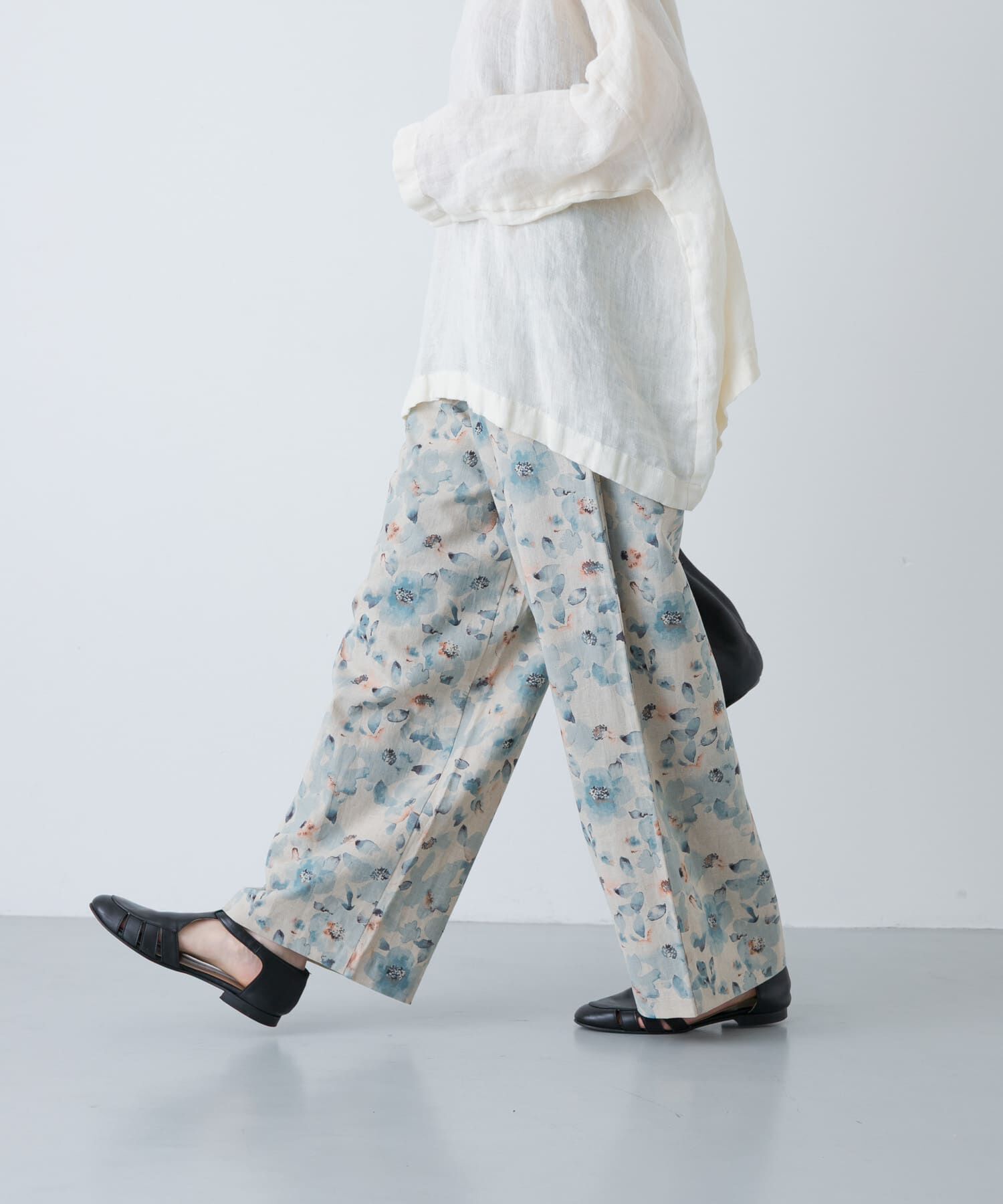 かぐれ「コットンリネンプリントイージーパンツ」|その他|ライトブルー