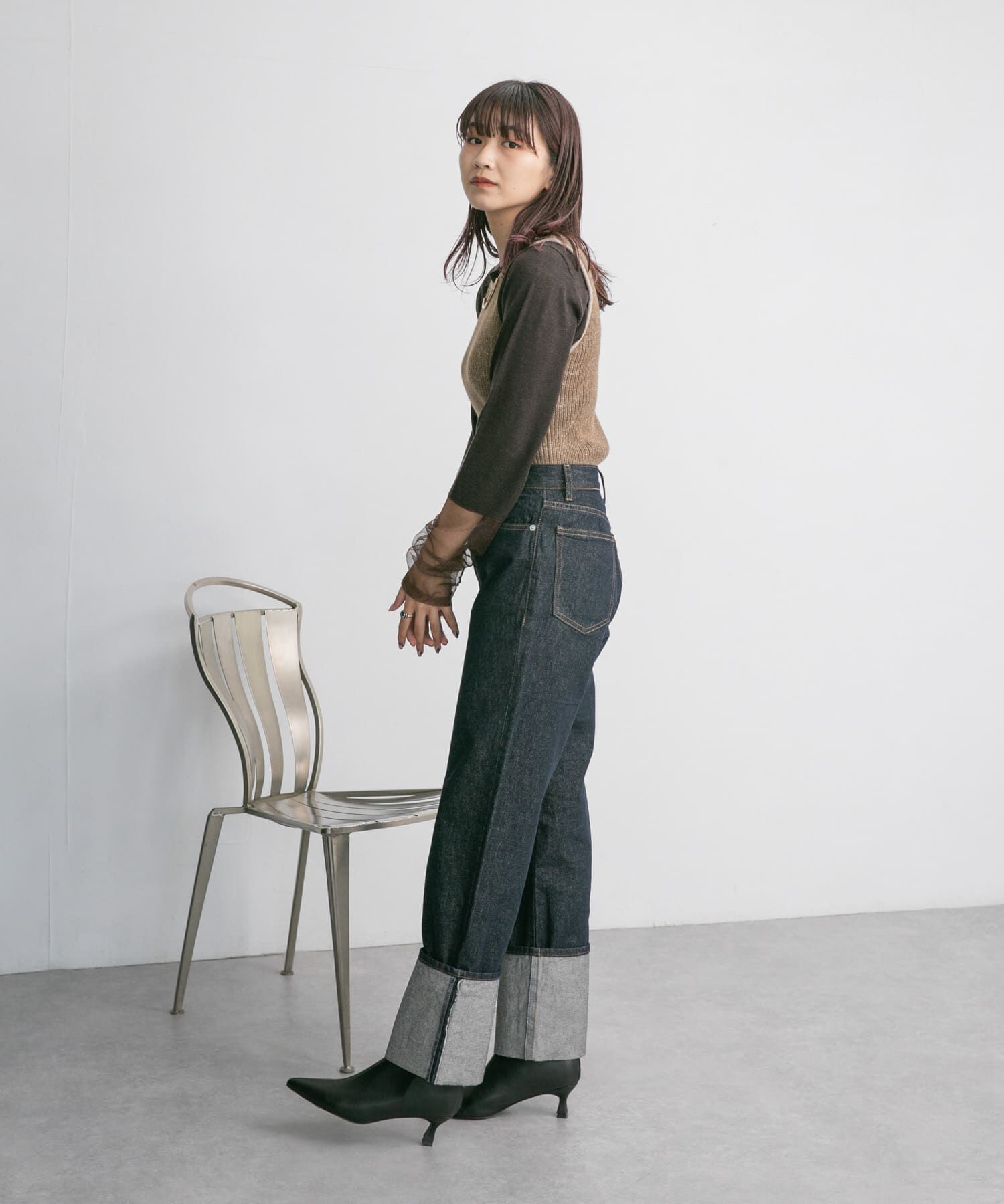  「ターンアップストレートデニム」|デニム|