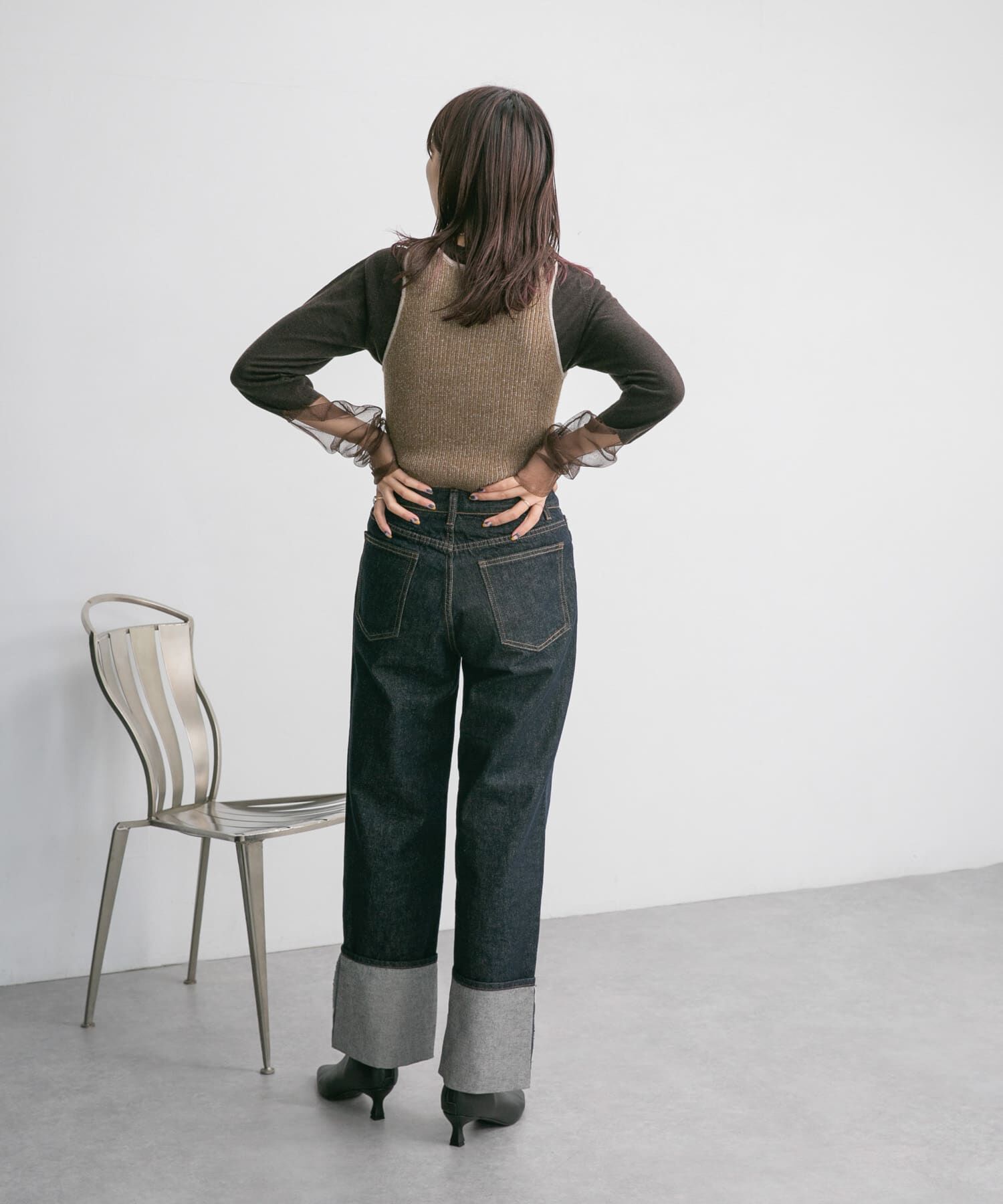  「ターンアップストレートデニム」|デニム|