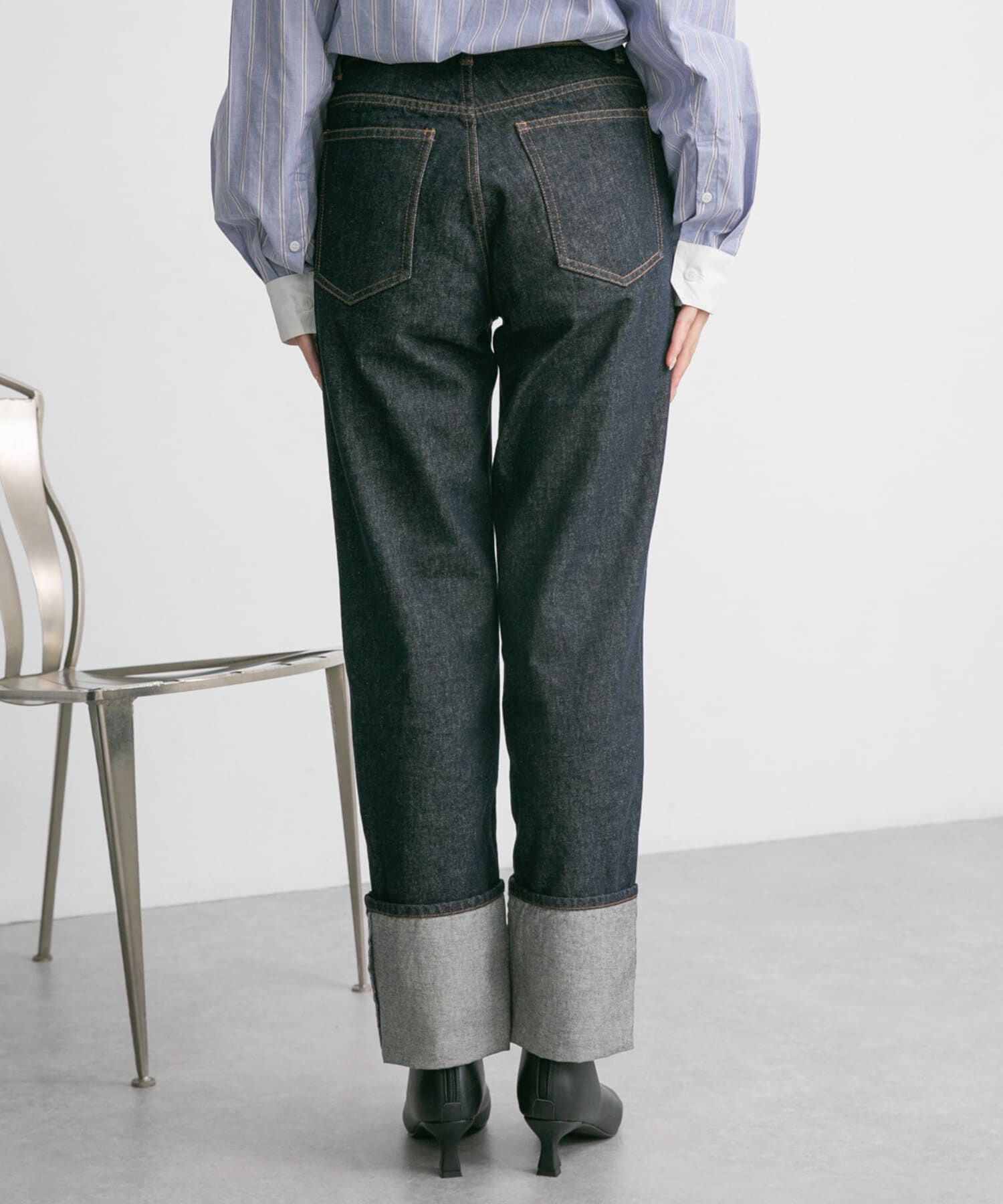  「ターンアップストレートデニム」|デニム|