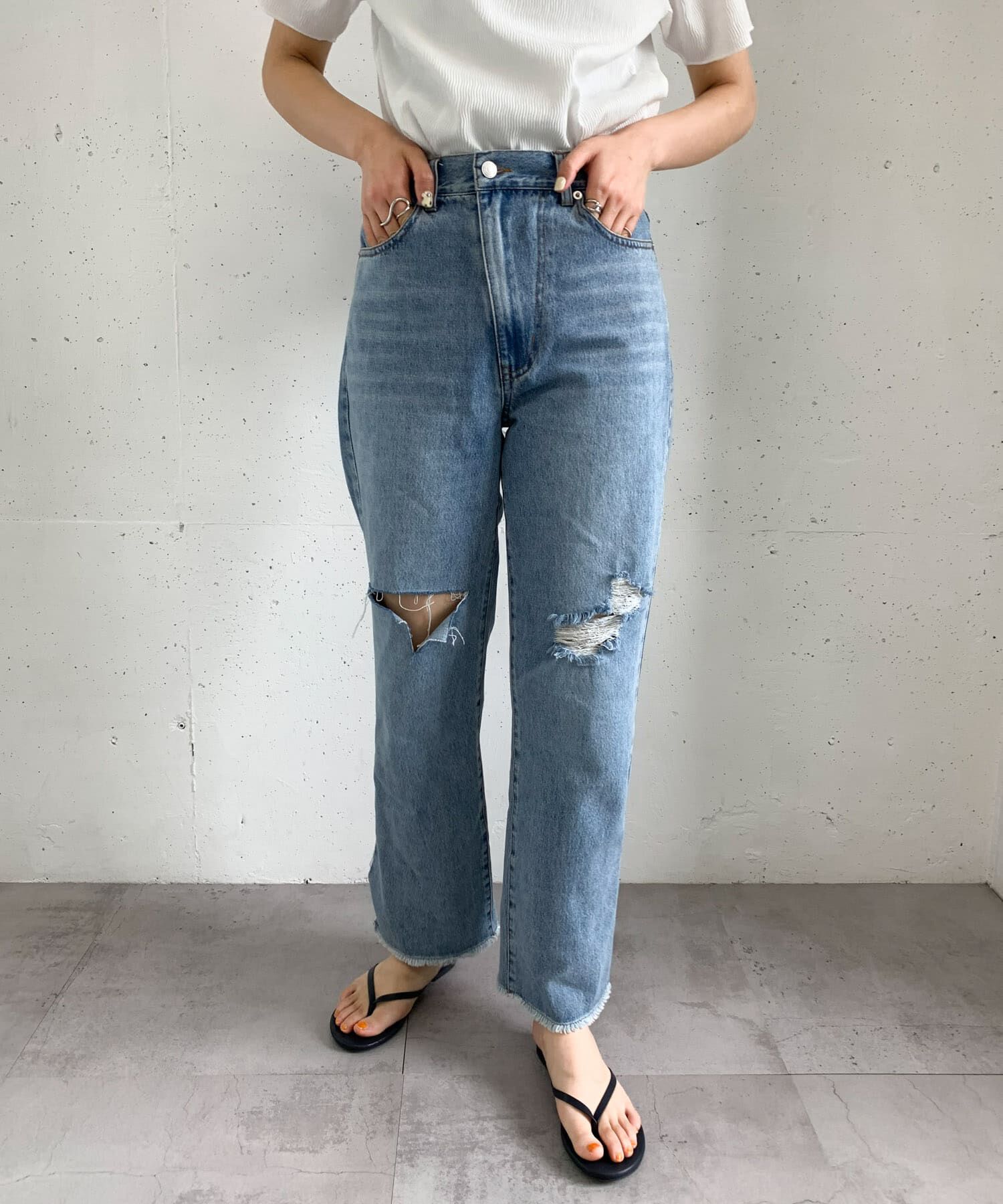  「リメイクダメージスリットデニム」|デニム|