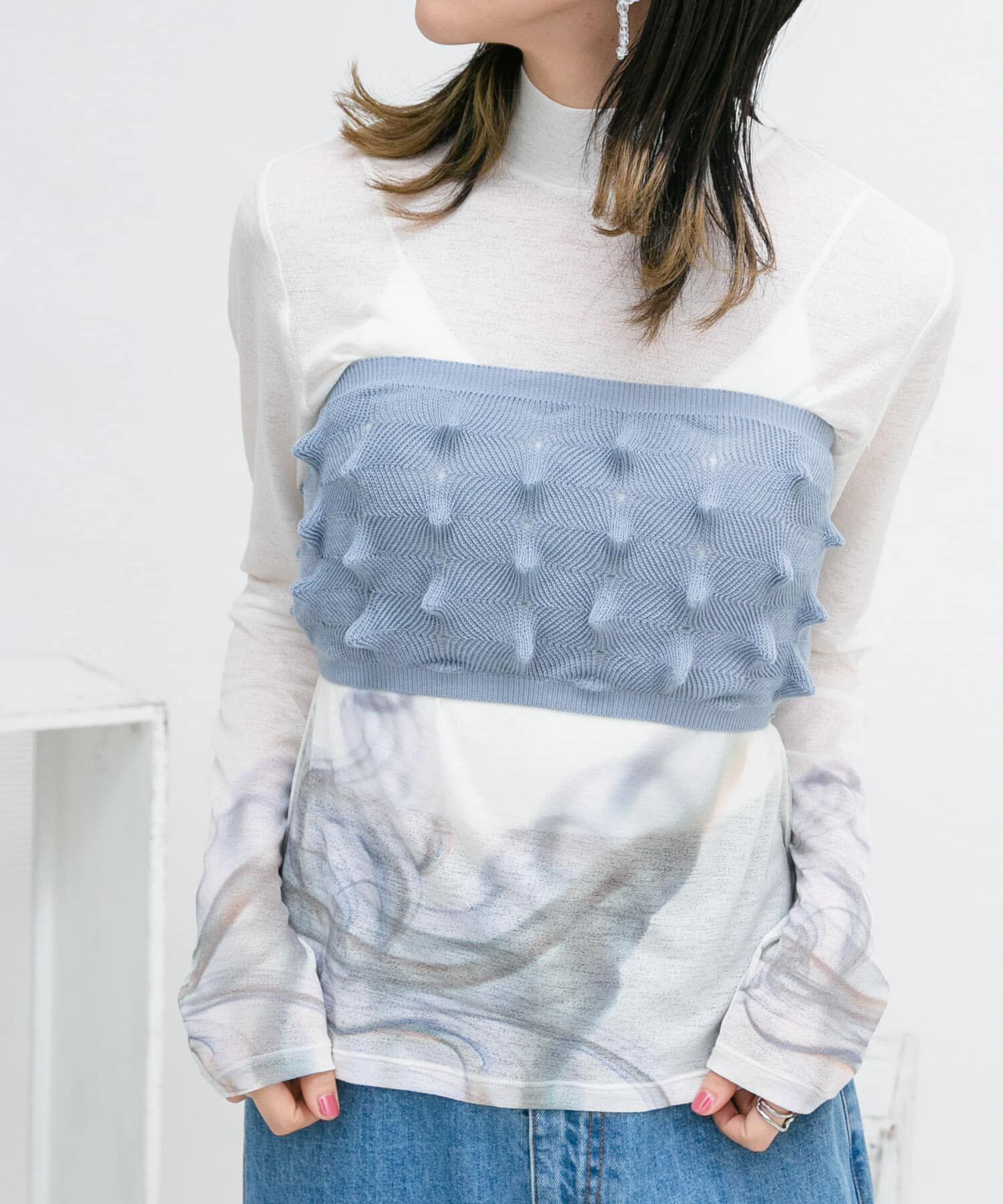  「ポコポコニットビスチェ」|その他|ライトブルー