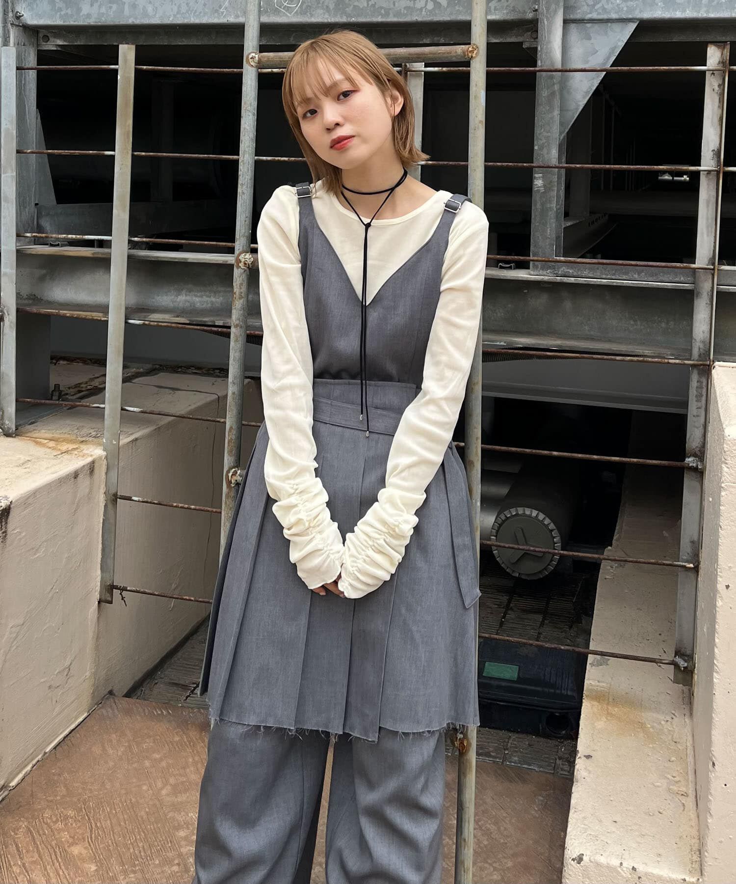  「プリーツスカートSETサロペット」|スカート|