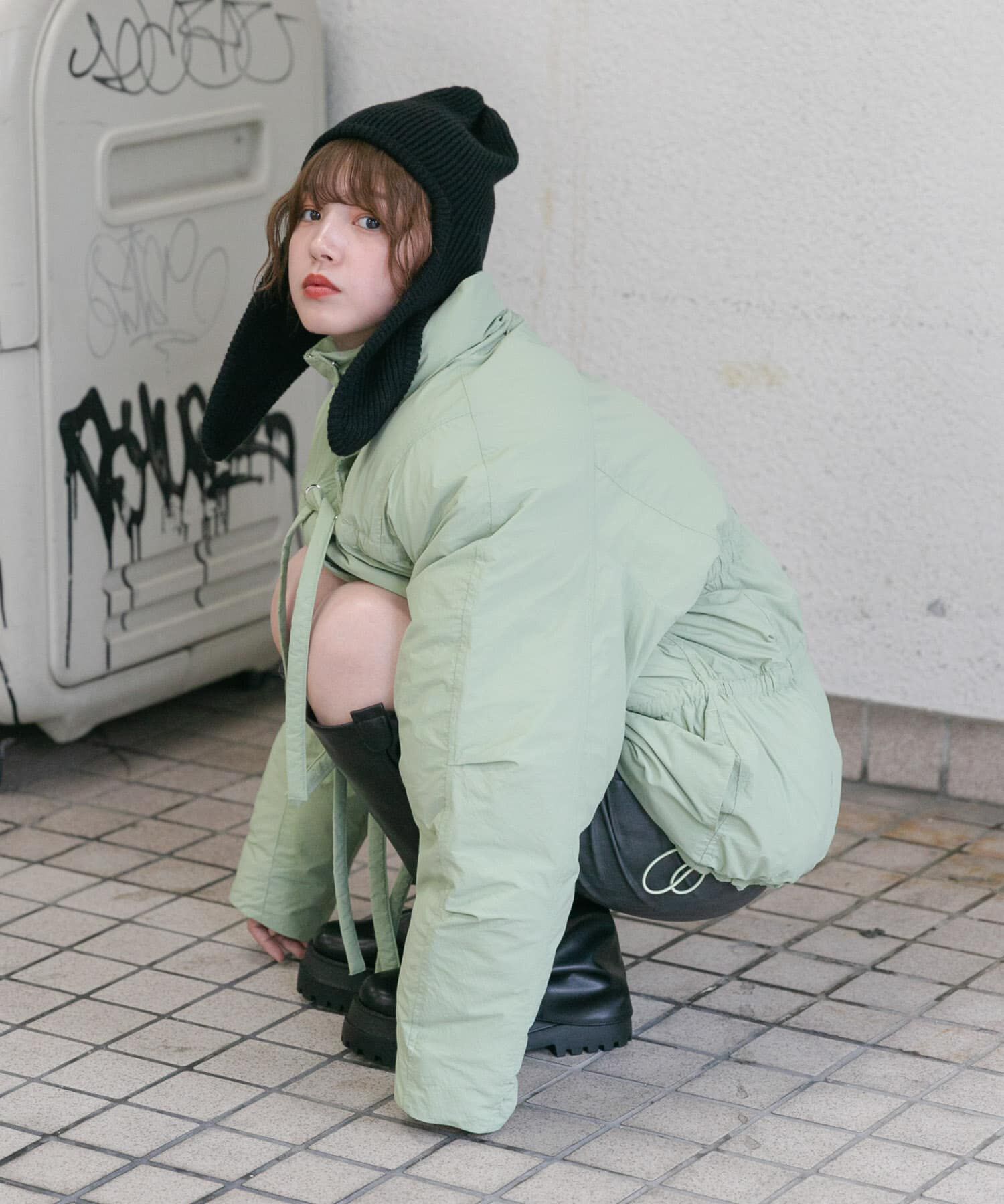  「ロングイヤーフラップニットキャップ」|ニット帽|