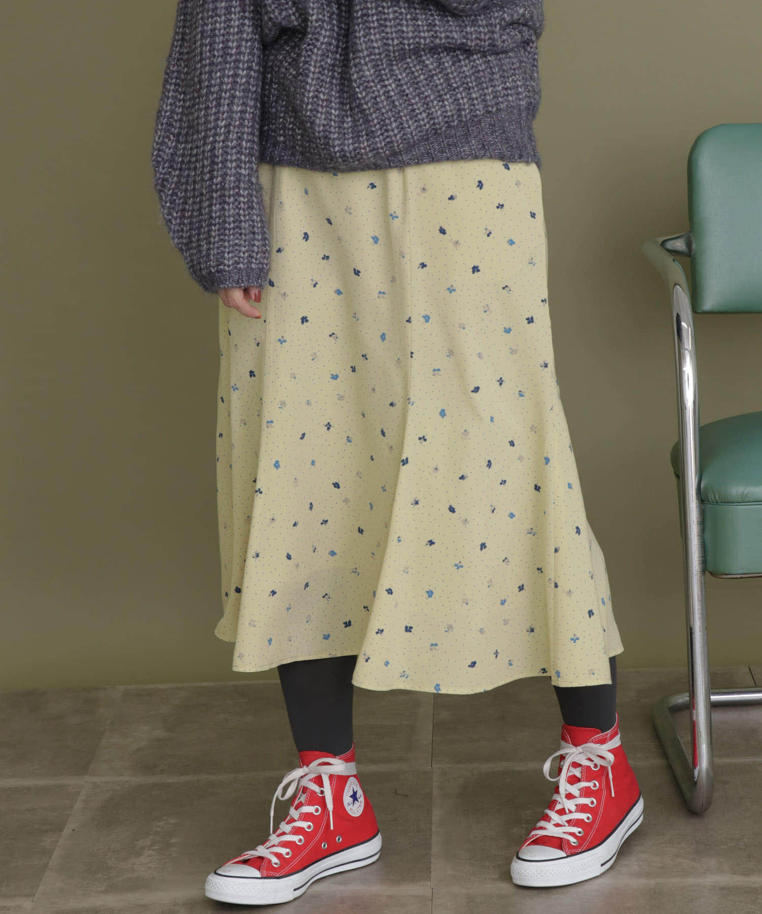  「ドット&times;フラワーマーメイドスカート」|スカート|