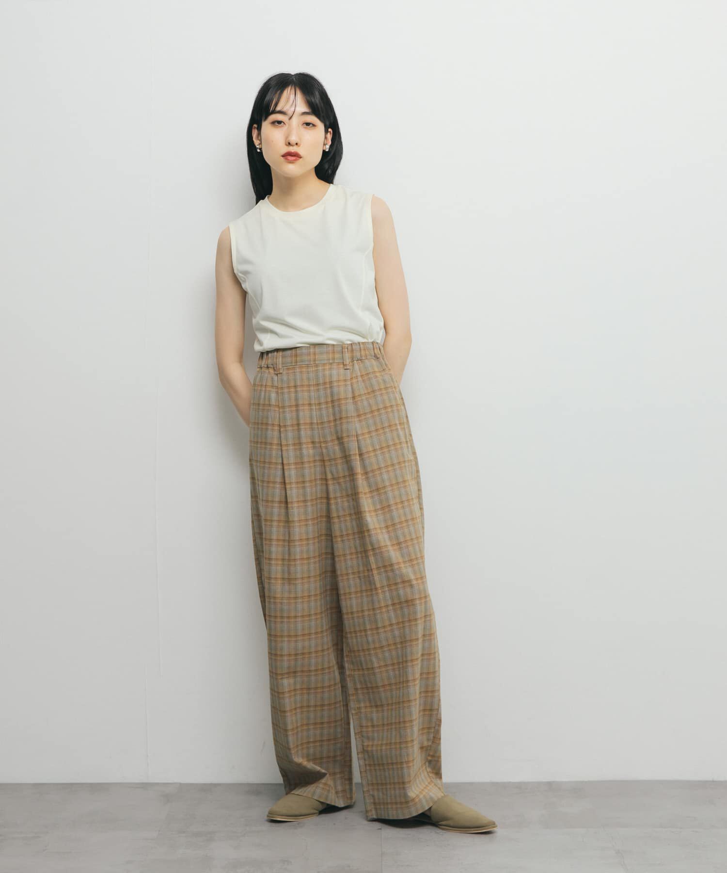  「デザインステッチスリーブレスカットソー」|Tシャツ・カットソー|