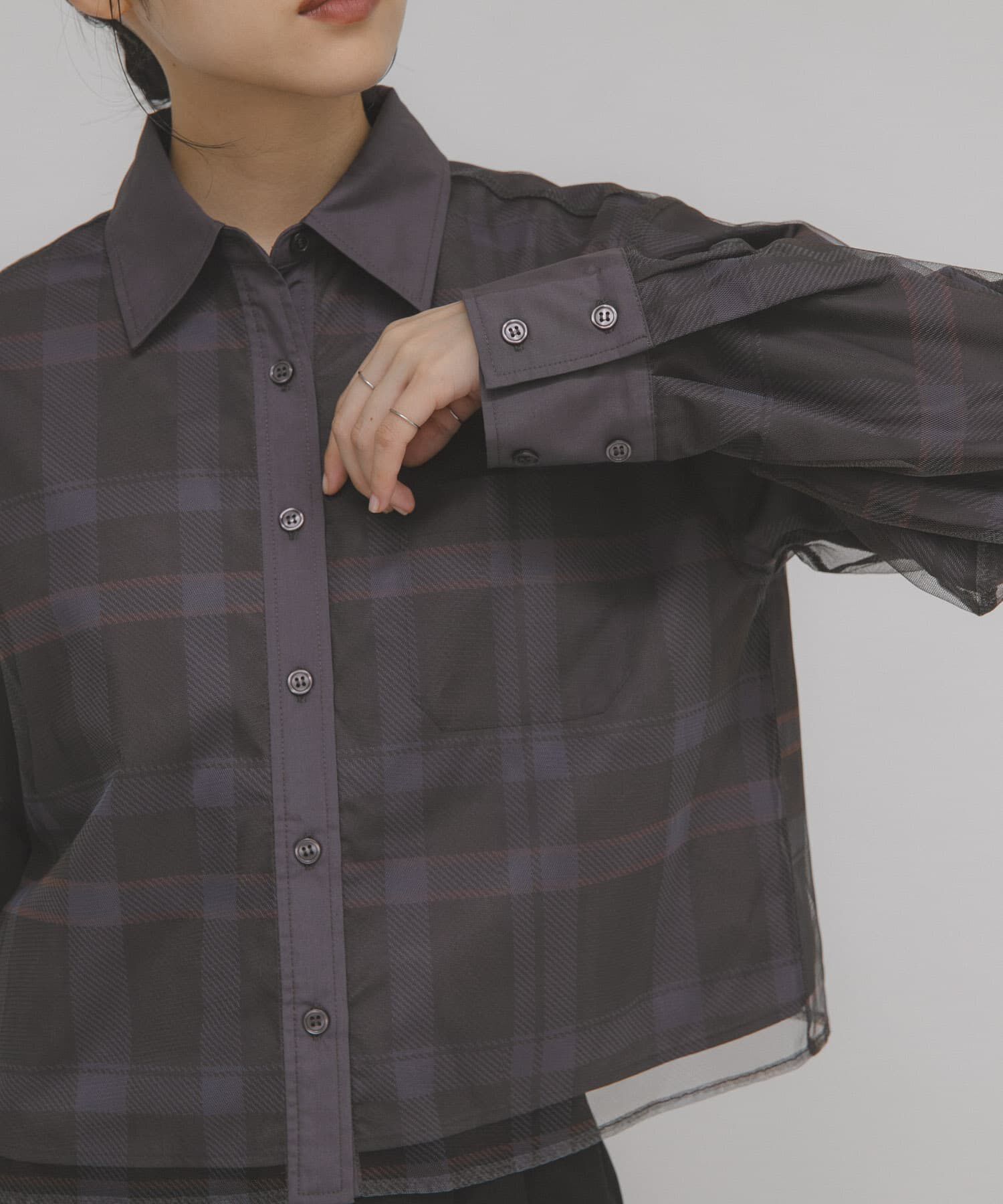  「チュールレイヤードショートシャツ」|シャツ・ブラウス|