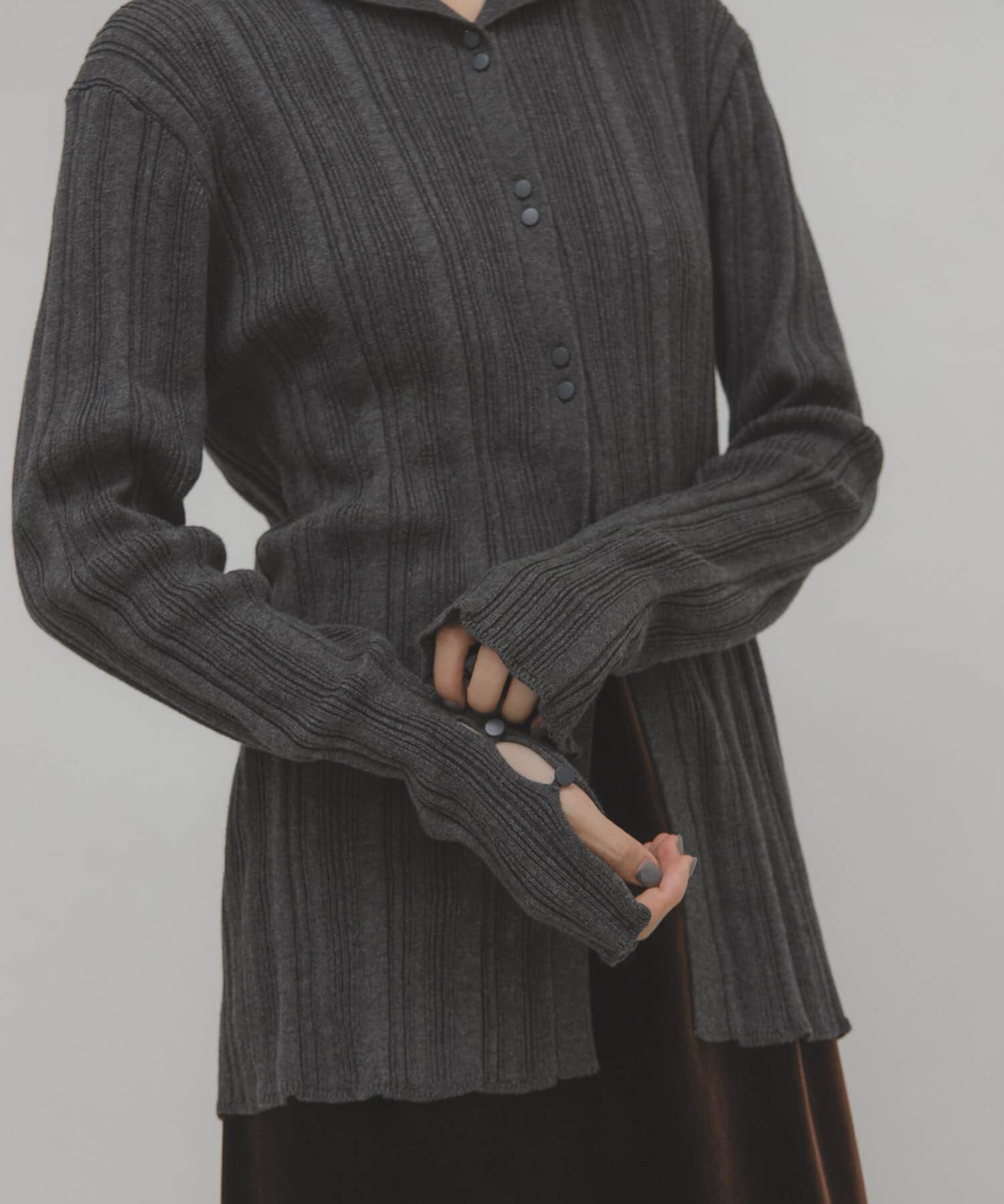  「ボタンアップランダムRIBニット」|ニット・セーター|