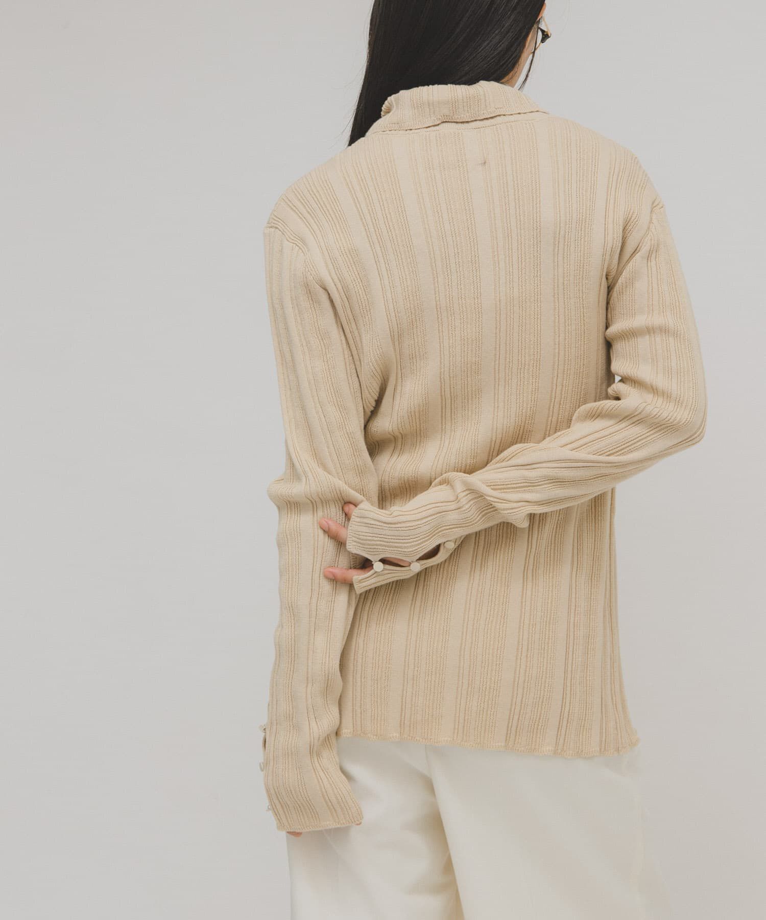  「ボタンアップランダムRIBニット」|ニット・セーター|