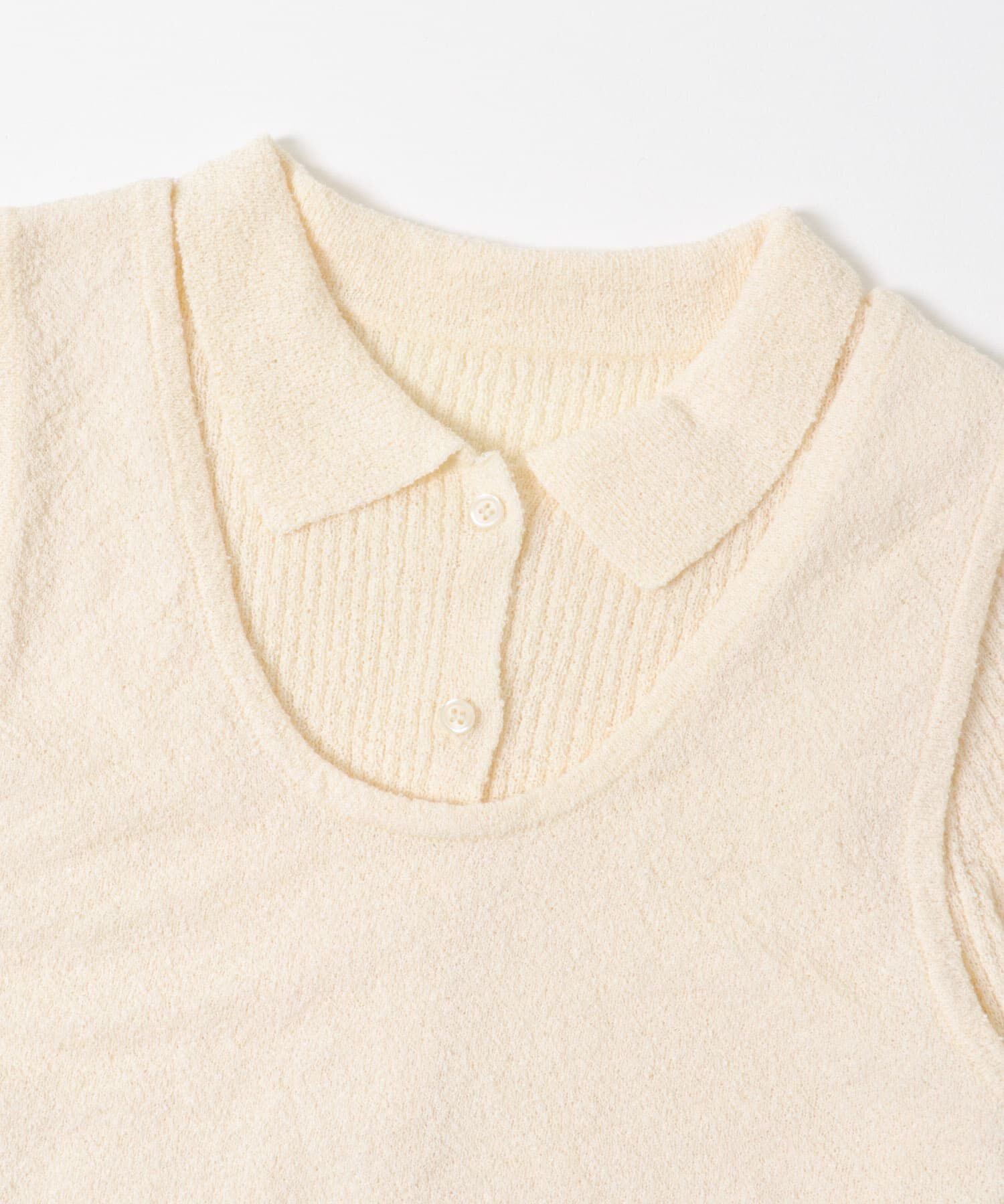  「『一部WEB限定カラー』ミニブークレレイヤードニットシャツ」|ニット・セーター|