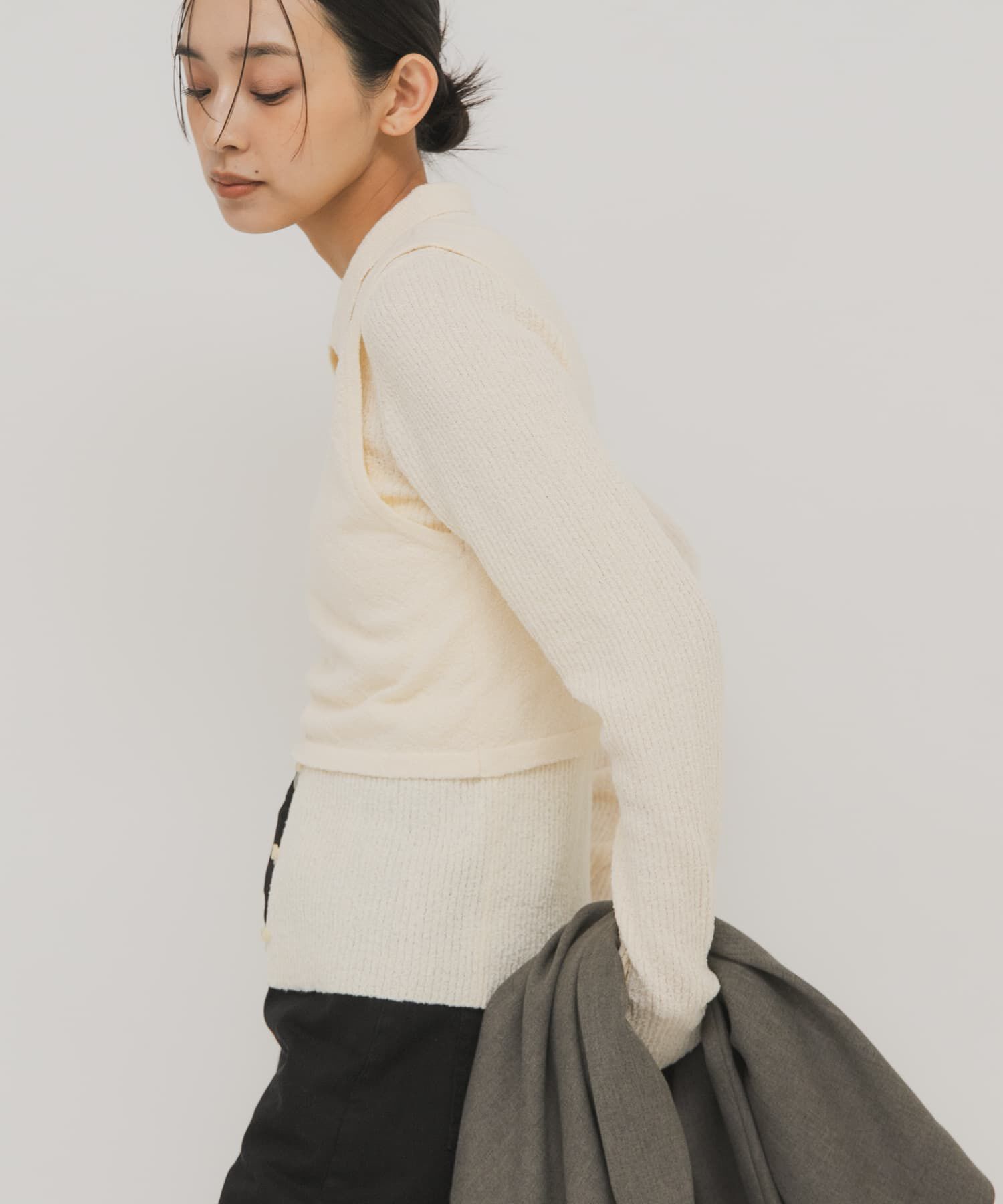  「『一部WEB限定カラー』ミニブークレレイヤードニットシャツ」|ニット・セーター|