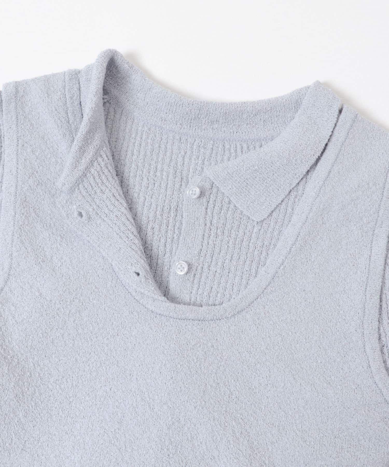  「『一部WEB限定カラー』ミニブークレレイヤードニットシャツ」|ニット・セーター|