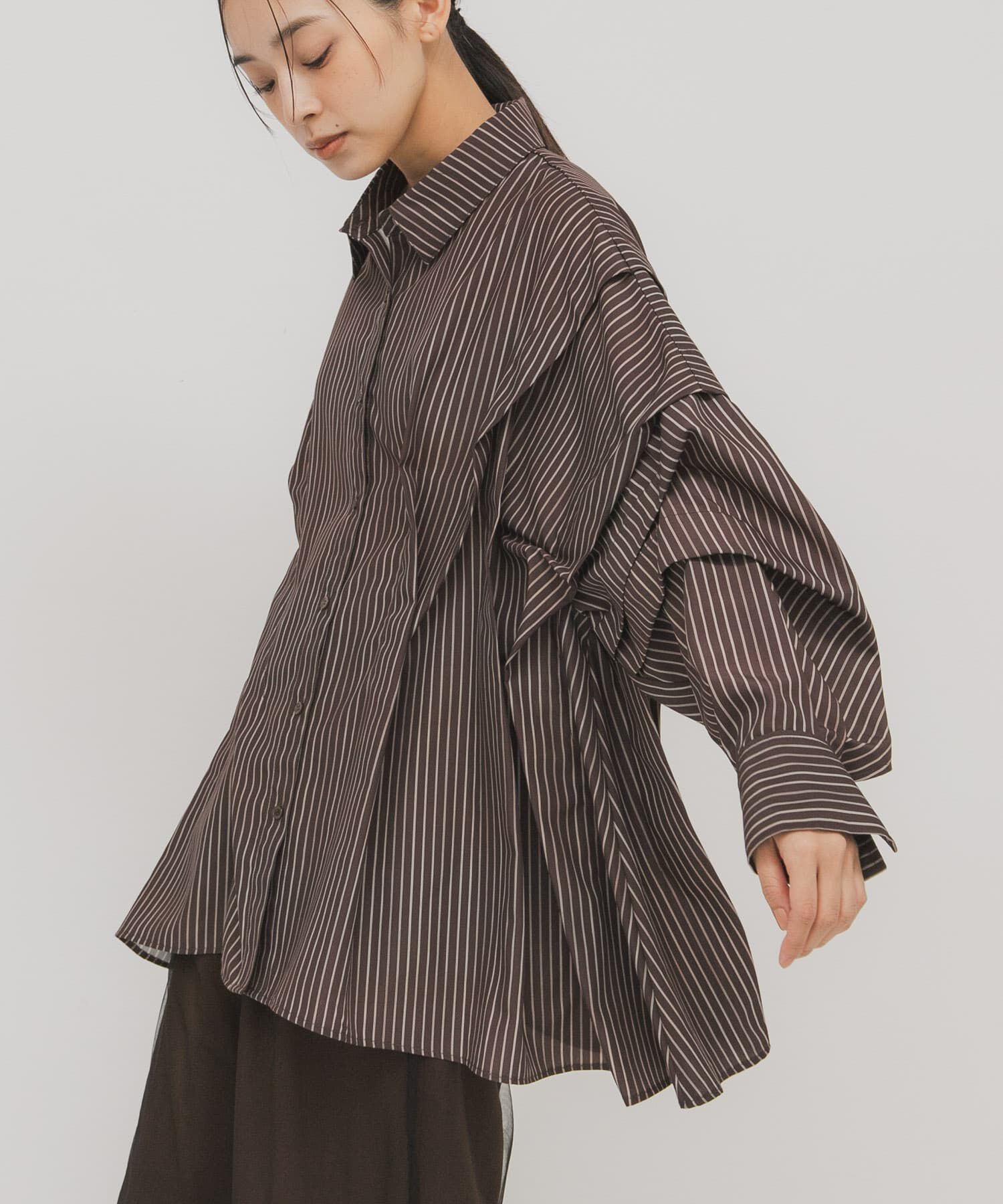  「ランダムタックデザインストライプシャツ」|シャツ・ブラウス|