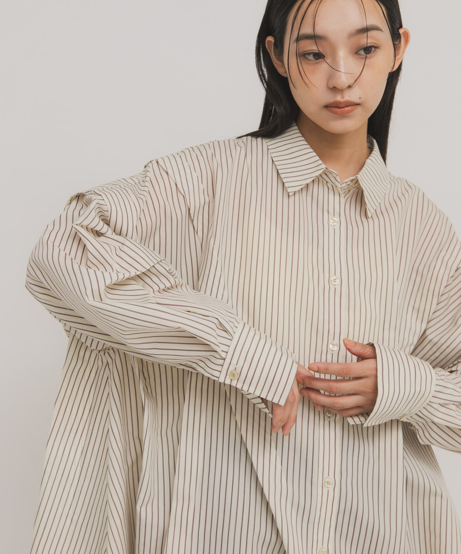  「ランダムタックデザインストライプシャツ」|シャツ・ブラウス|