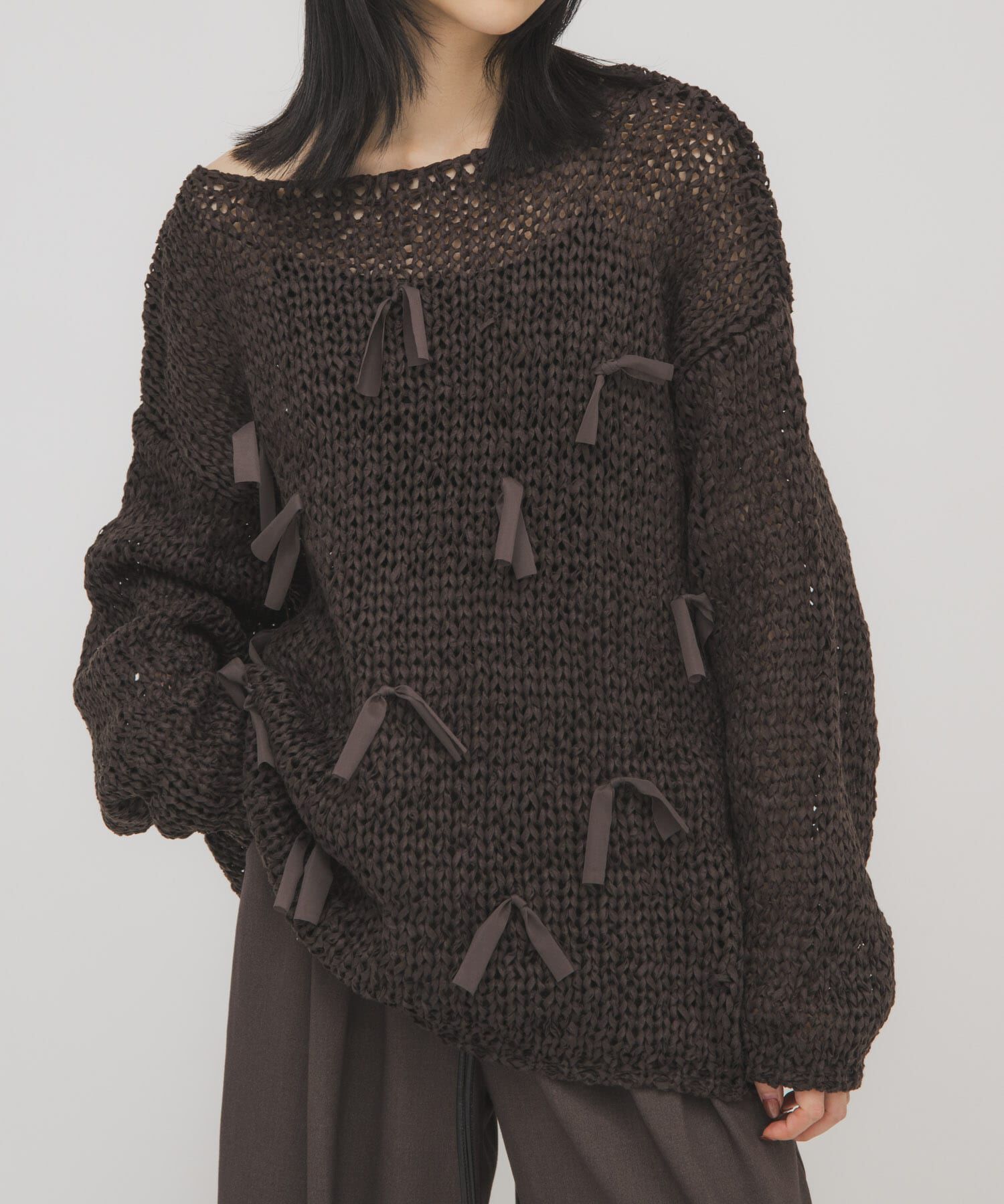  「テープヤーンリボンオーバーニット」|ニット・セーター|