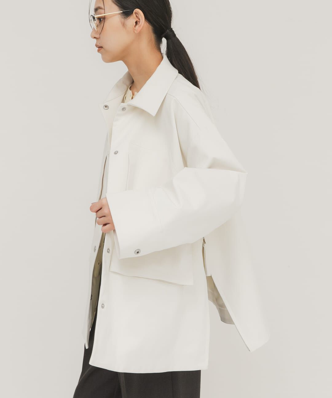  「ポケットディティールジャケット」|ノーカラーコート|