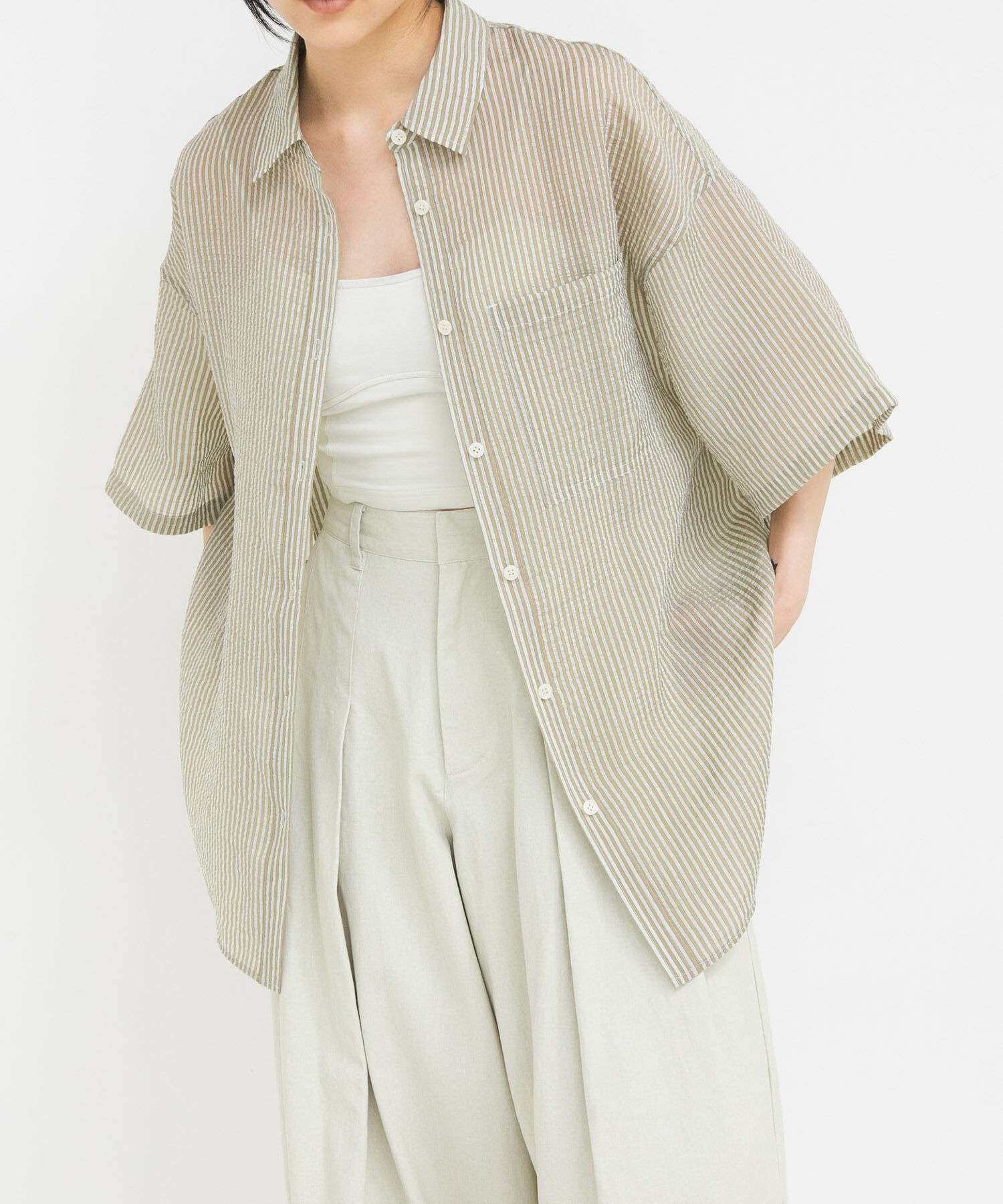  「シアーストライプBIGシャツ」|シャツ・ブラウス|