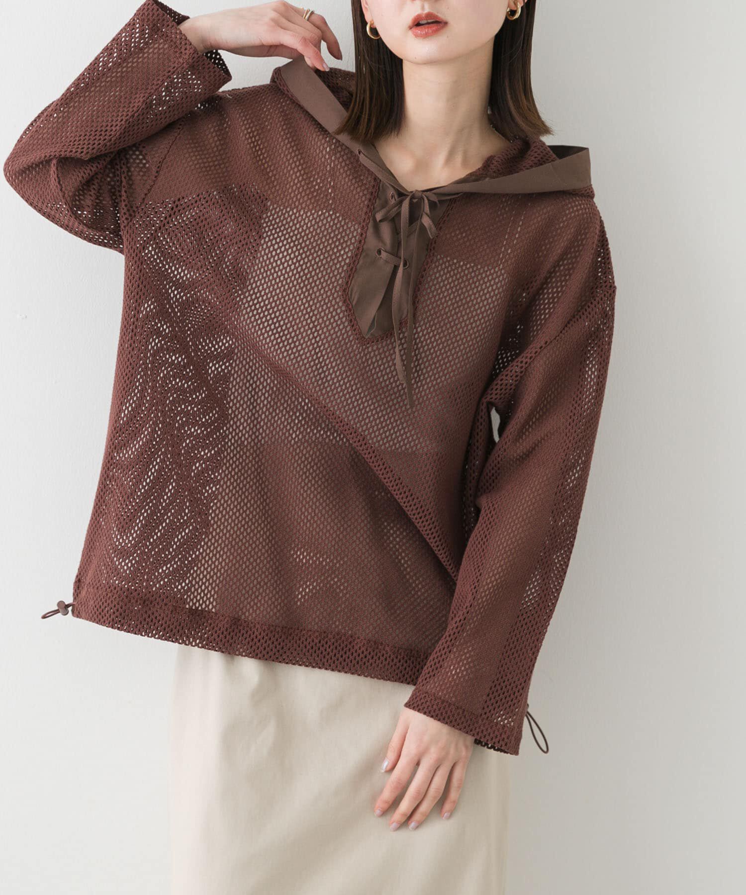 SENSE OF PLACE by URBAN RESEARCH「フーデットメッシュトップ」|その他|ブラウン