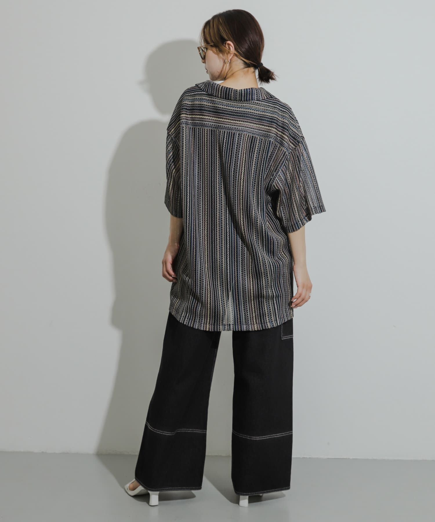 SENSE OF PLACE by URBAN RESEARCH「『ユニセックス』『洗濯可』アソートレースオープンカラーシャツ(5分袖)」|シャツ・ブラウス|