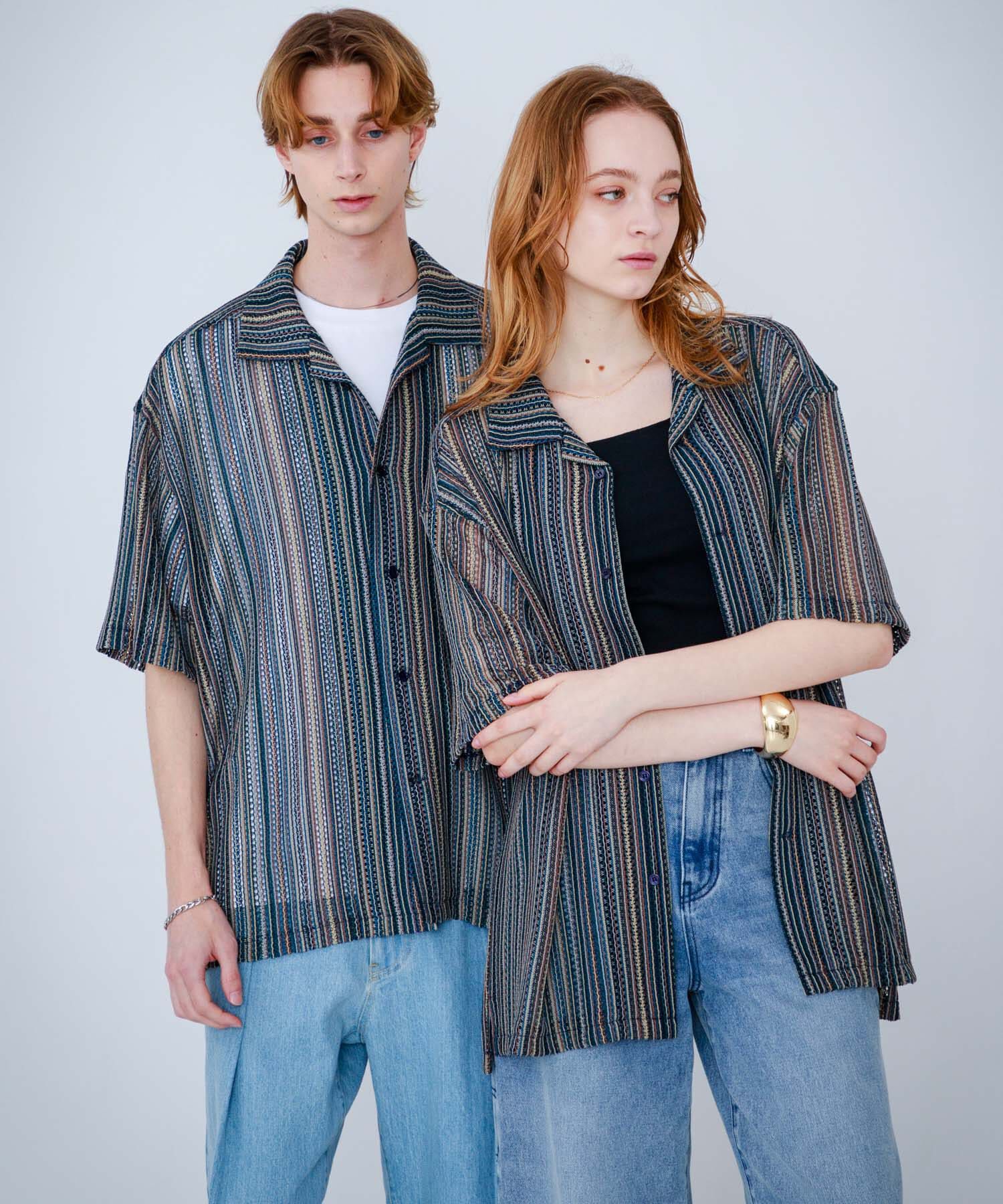 SENSE OF PLACE by URBAN RESEARCH「『ユニセックス』『洗濯可』アソートレースオープンカラーシャツ(5分袖)」|シャツ・ブラウス|