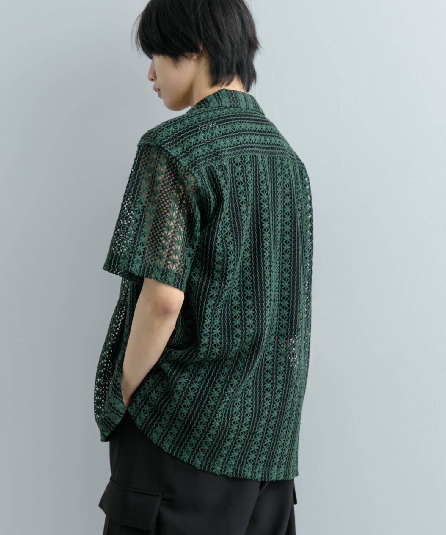 SENSE OF PLACE by URBAN RESEARCH「『ユニセックス』『洗濯可』アソートレースオープンカラーシャツ(5分袖)」|シャツ・ブラウス|