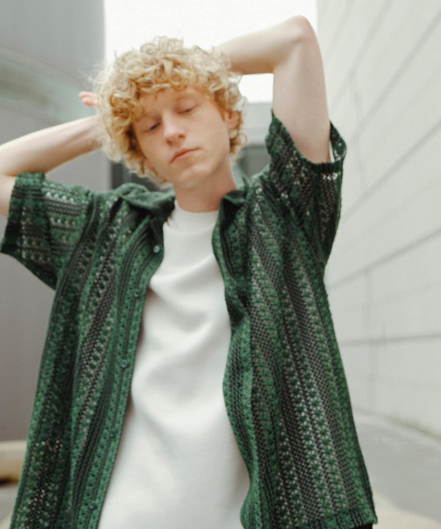 SENSE OF PLACE by URBAN RESEARCH「『ユニセックス』『洗濯可』アソートレースオープンカラーシャツ(5分袖)」|シャツ・ブラウス|