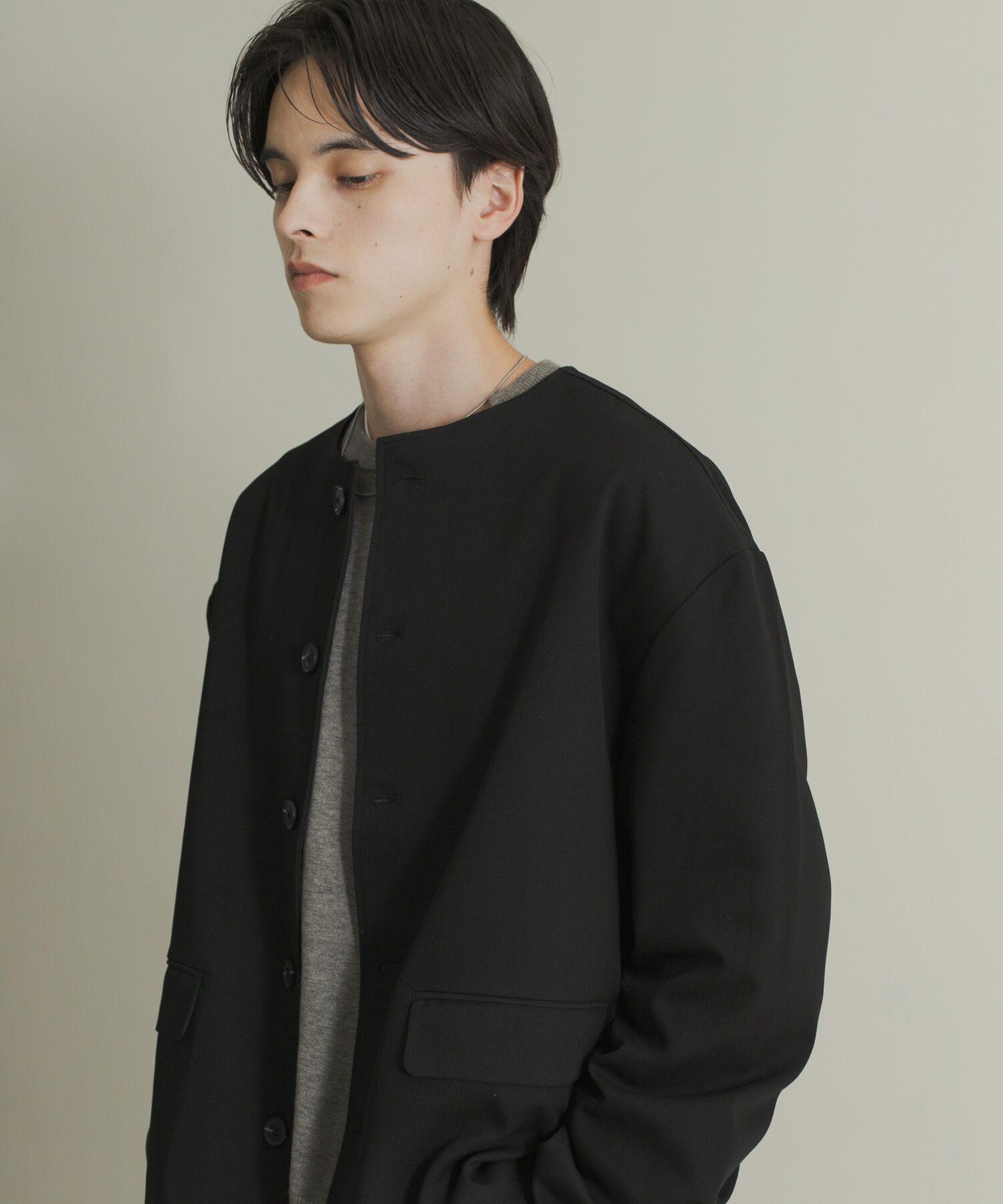 SENSE OF PLACE by URBAN RESEARCH「コンフォートクルーネックジャケット」|ノーカラーコート|