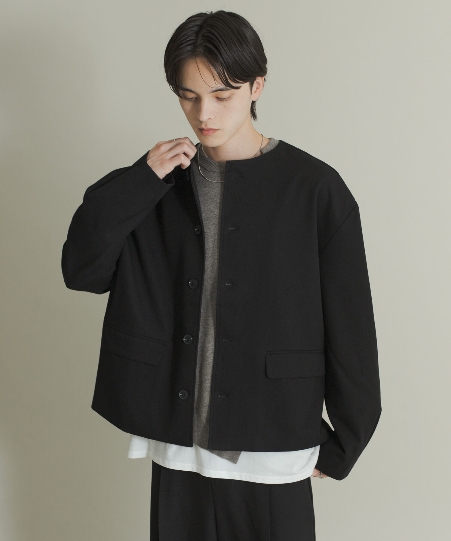 SENSE OF PLACE by URBAN RESEARCH「コンフォートクルーネックジャケット」|ノーカラーコート|