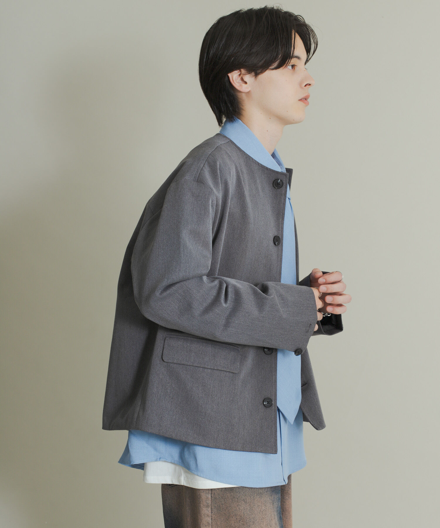 SENSE OF PLACE by URBAN RESEARCH「コンフォートクルーネックジャケット」|ノーカラーコート|