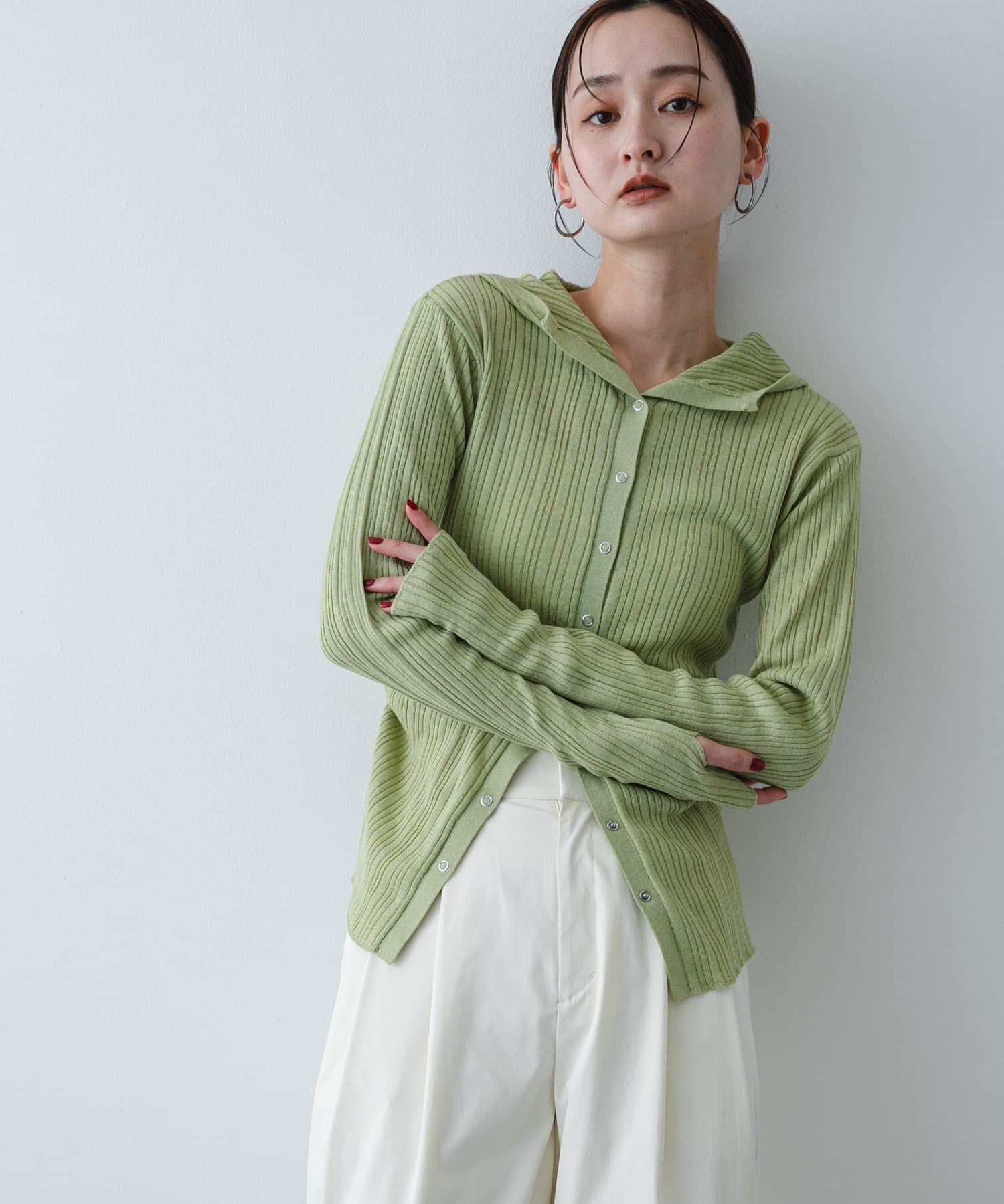 SENSE OF PLACE by URBAN RESEARCH「『洗濯可』マルチリブニットフーディー」|ニット・セーター|ベージュ