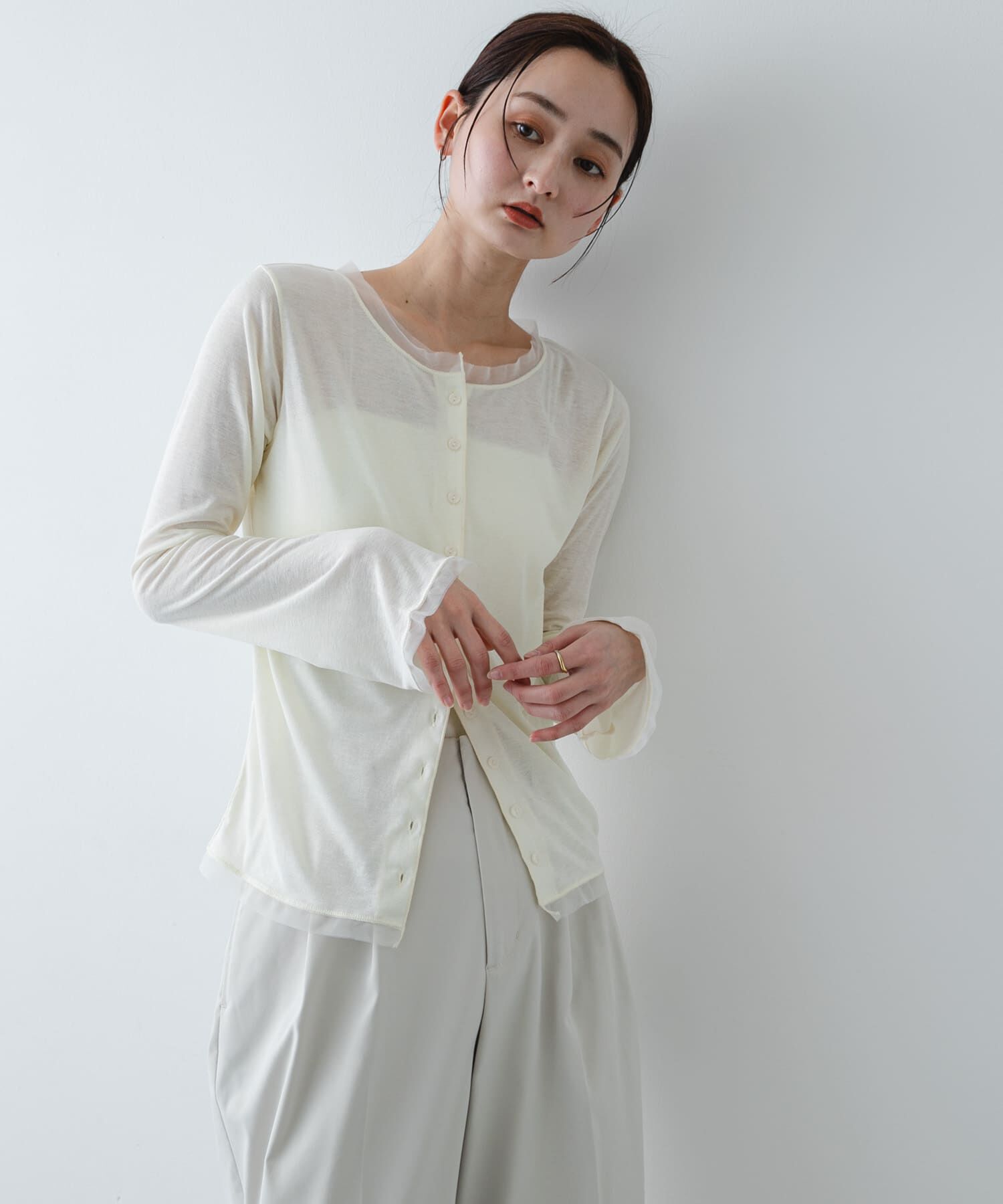 SENSE OF PLACE by URBAN RESEARCH「チュールシアーレイヤードカットカーディガン」|カーディガン|