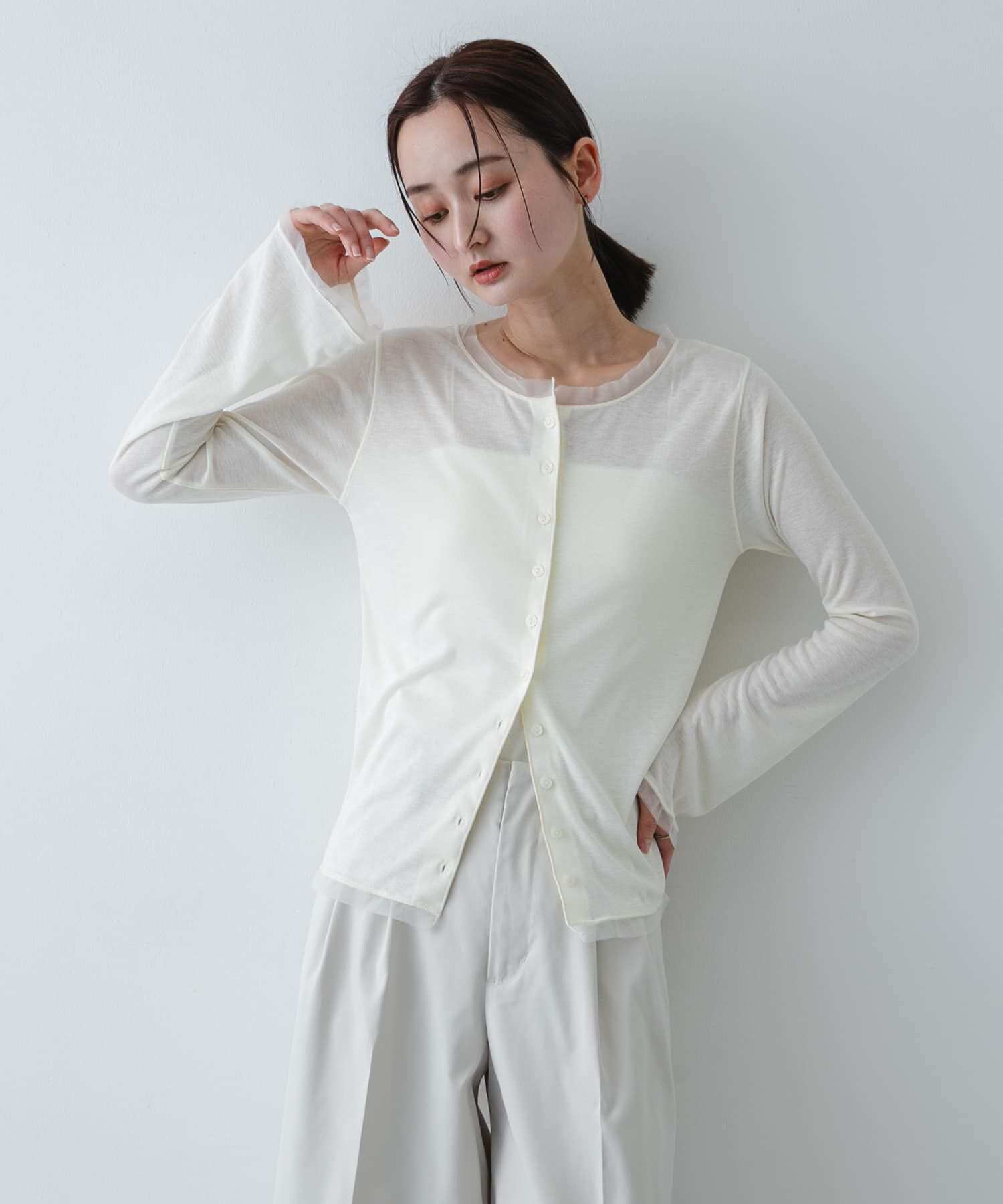 SENSE OF PLACE by URBAN RESEARCH「チュールシアーレイヤードカットカーディガン」|カーディガン|