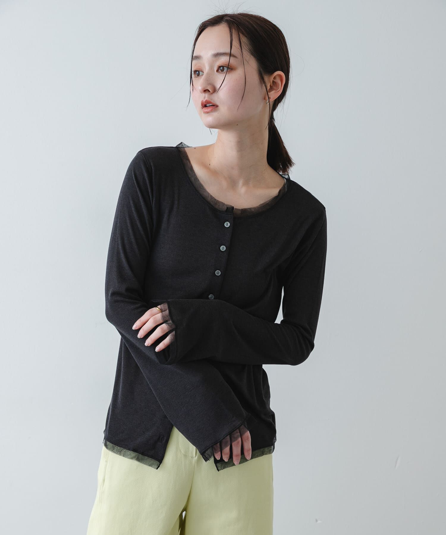 SENSE OF PLACE by URBAN RESEARCH「チュールシアーレイヤードカットカーディガン」|カーディガン|