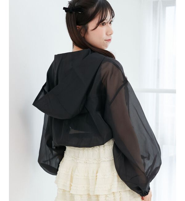  「シアーフードブルゾン」|シャツ・ブラウス|ブラック
