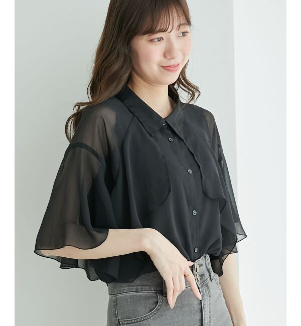  「シアーケープブラウス」|シャツ・ブラウス|