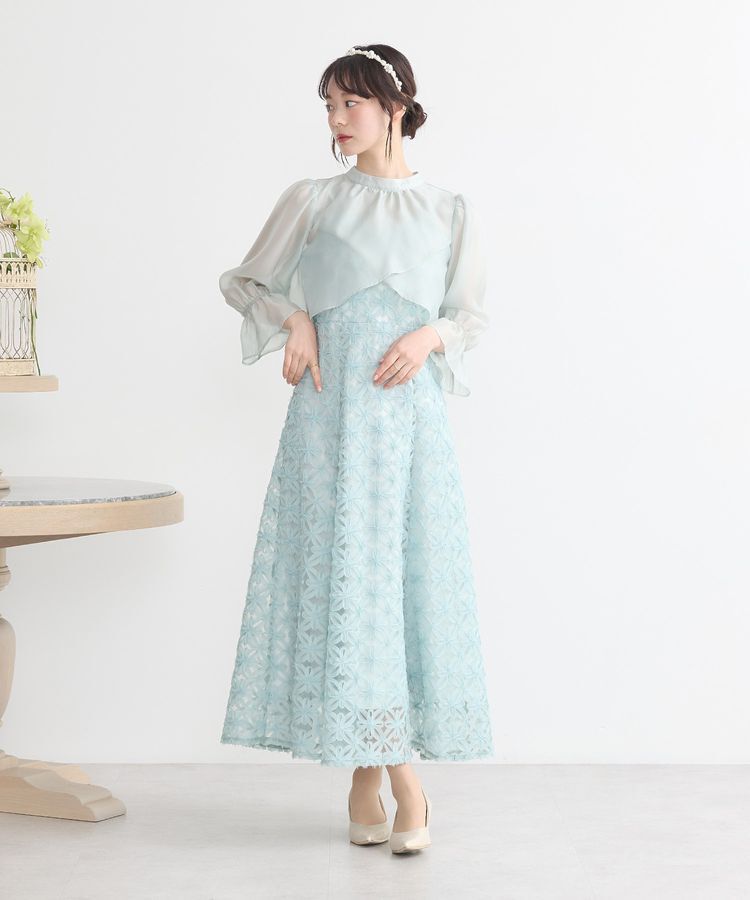 earth music&ecology「SET2点シアーブラウス＋3Dレースワンピース」|ワンピース|