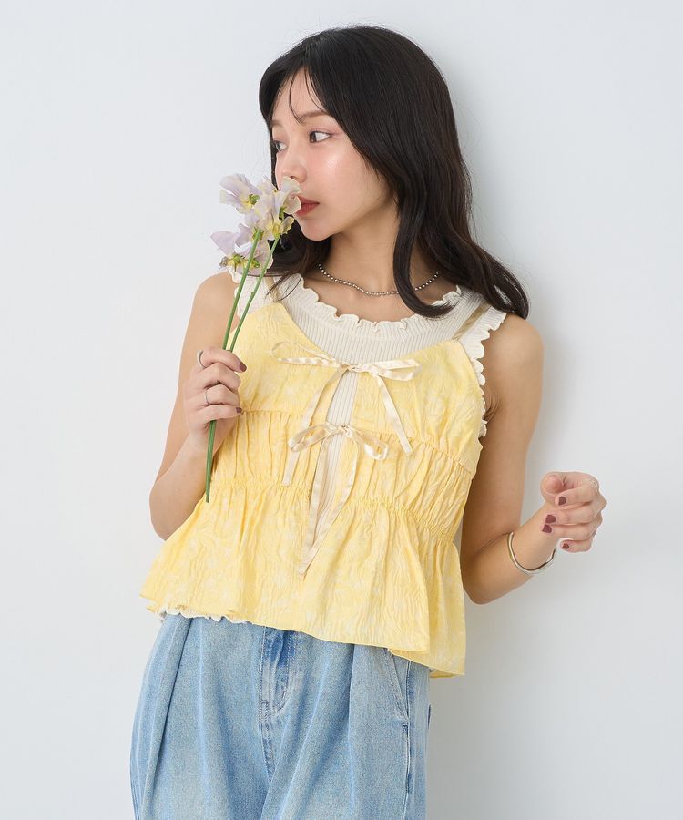 earth music&ecology「フリルニットタンクトップ」|キャミソール|