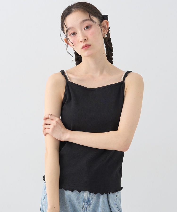 earth music&ecology「パールストラップキャミソール」|キャミソール|Black
