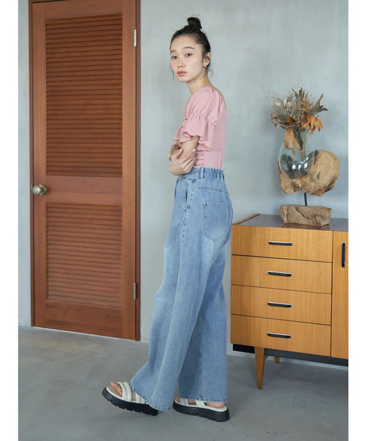 earth music&ecology「タックホックデニムパンツ」|デニム|