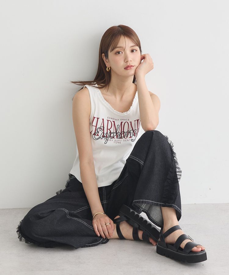 earth music&ecology「フリルロゴノースリーブプルオーバー」|インナー|