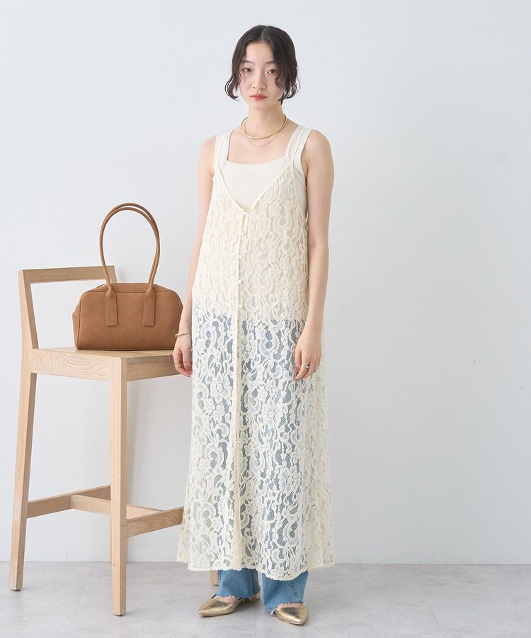 earth music&ecology「起毛レースレイヤードキャミワンピース」|ワンピース|