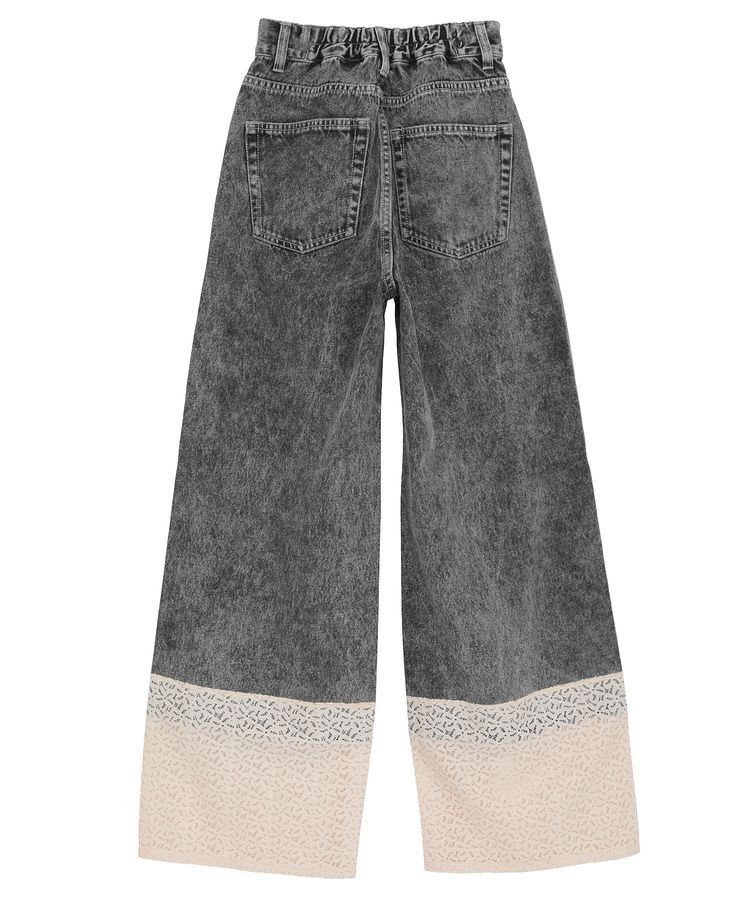 earth music&ecology「裾レースデニムパンツ」|デニム|