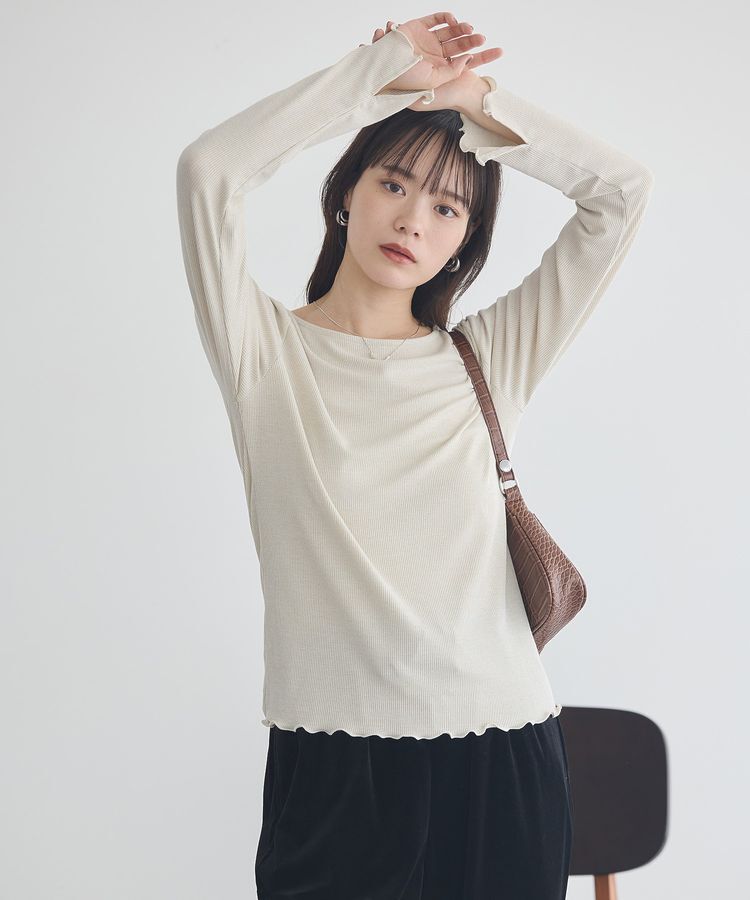 earth music&ecology「ラメテレコボートネックプルオーバー」|Tシャツ・カットソー|