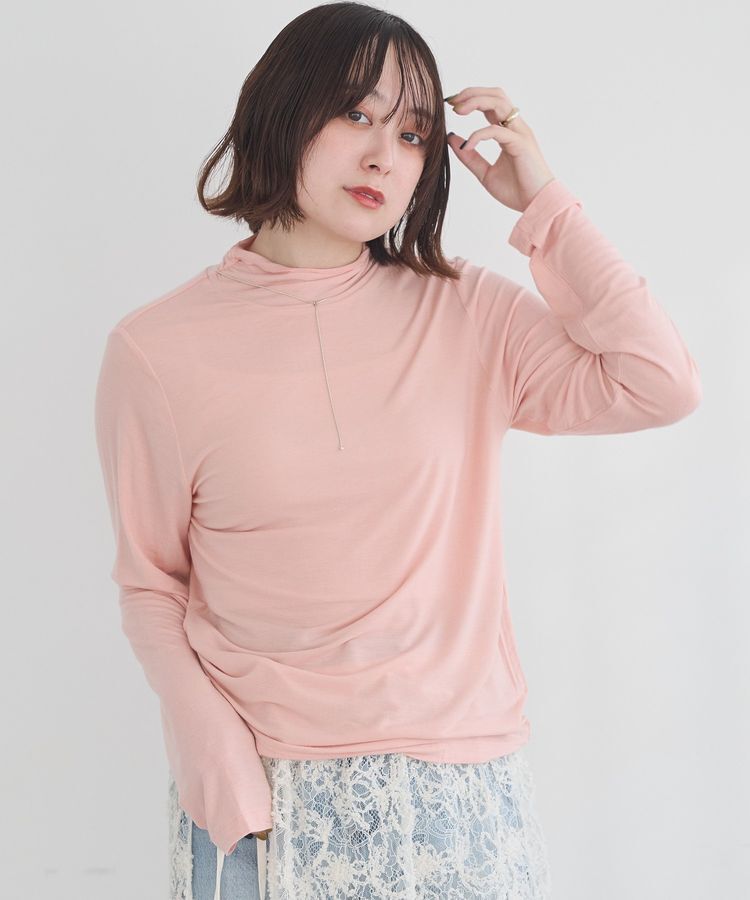 earth music&ecology「あったかフェミニンインナー(シアーハイネック)」|Tシャツ・カットソー|Pink