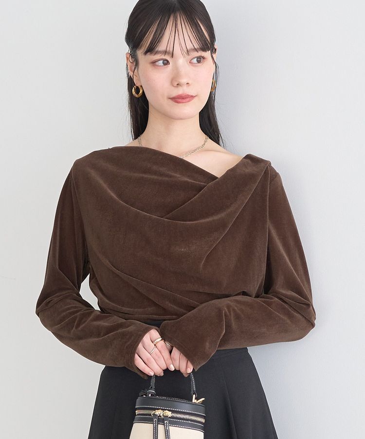 earth music&ecology「シアーベロアドレープネックプルオーバー」|Tシャツ・カットソー|Brown